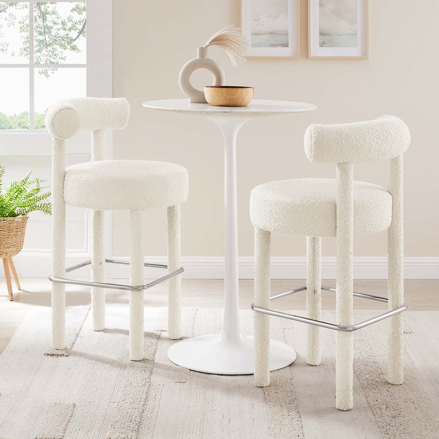 Toulouse Boucle Fabric Bar Stool Set of 2