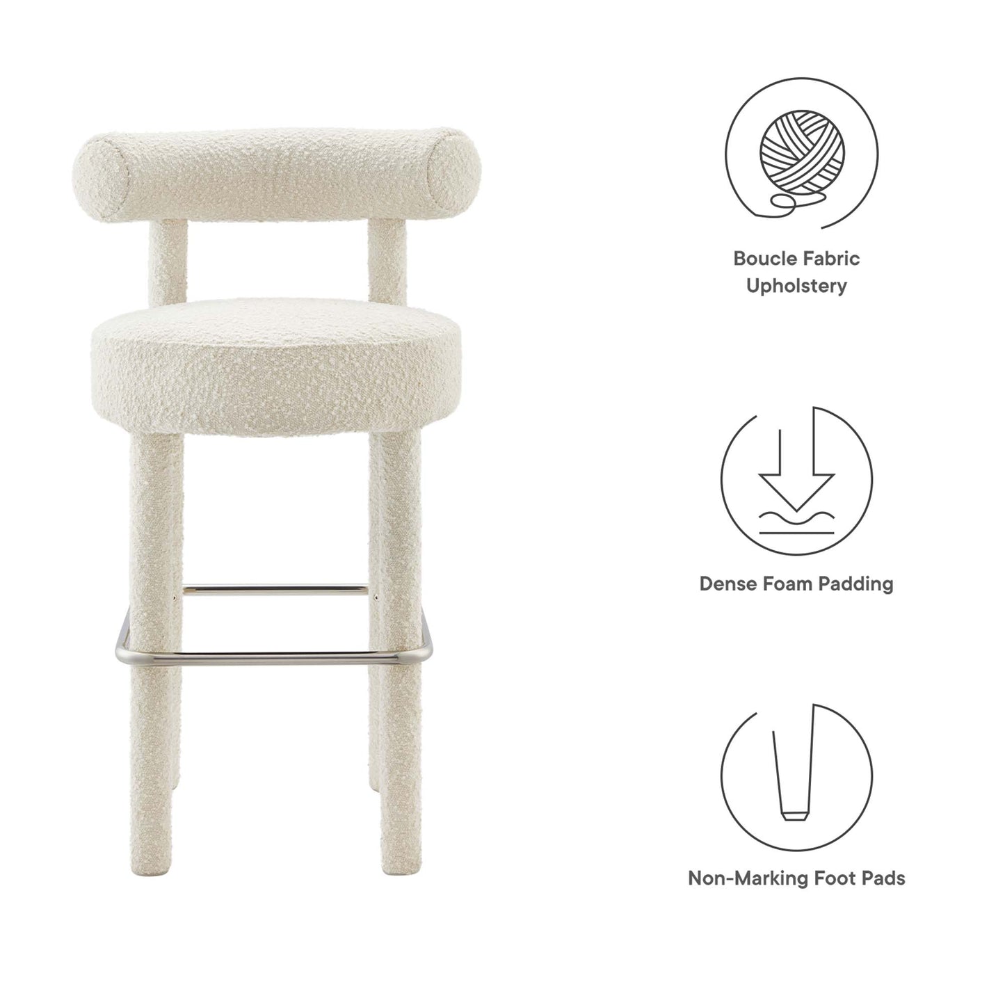 Toulouse Boucle Fabric Bar Stool Set of 2