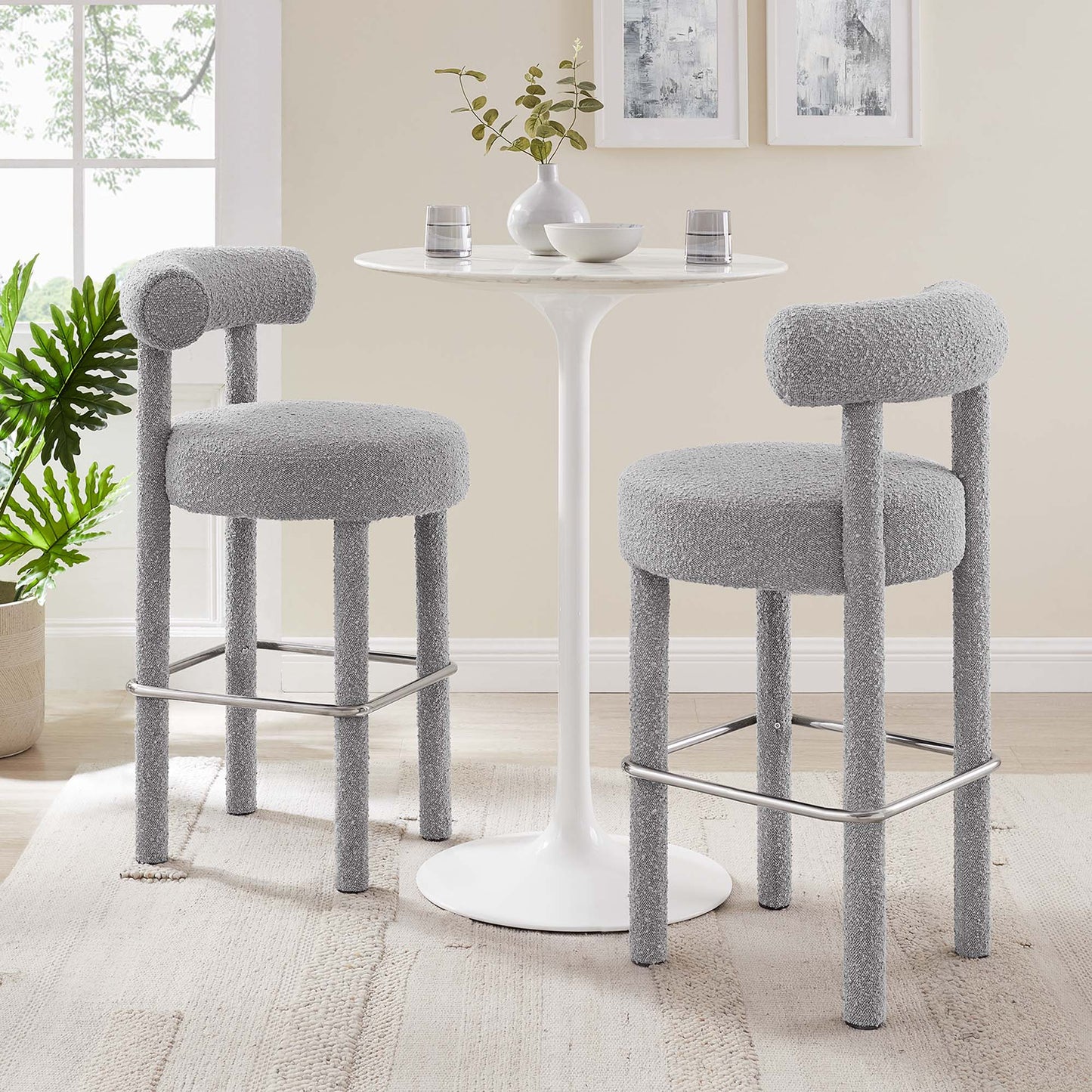 Toulouse Boucle Fabric Bar Stool Set of 2