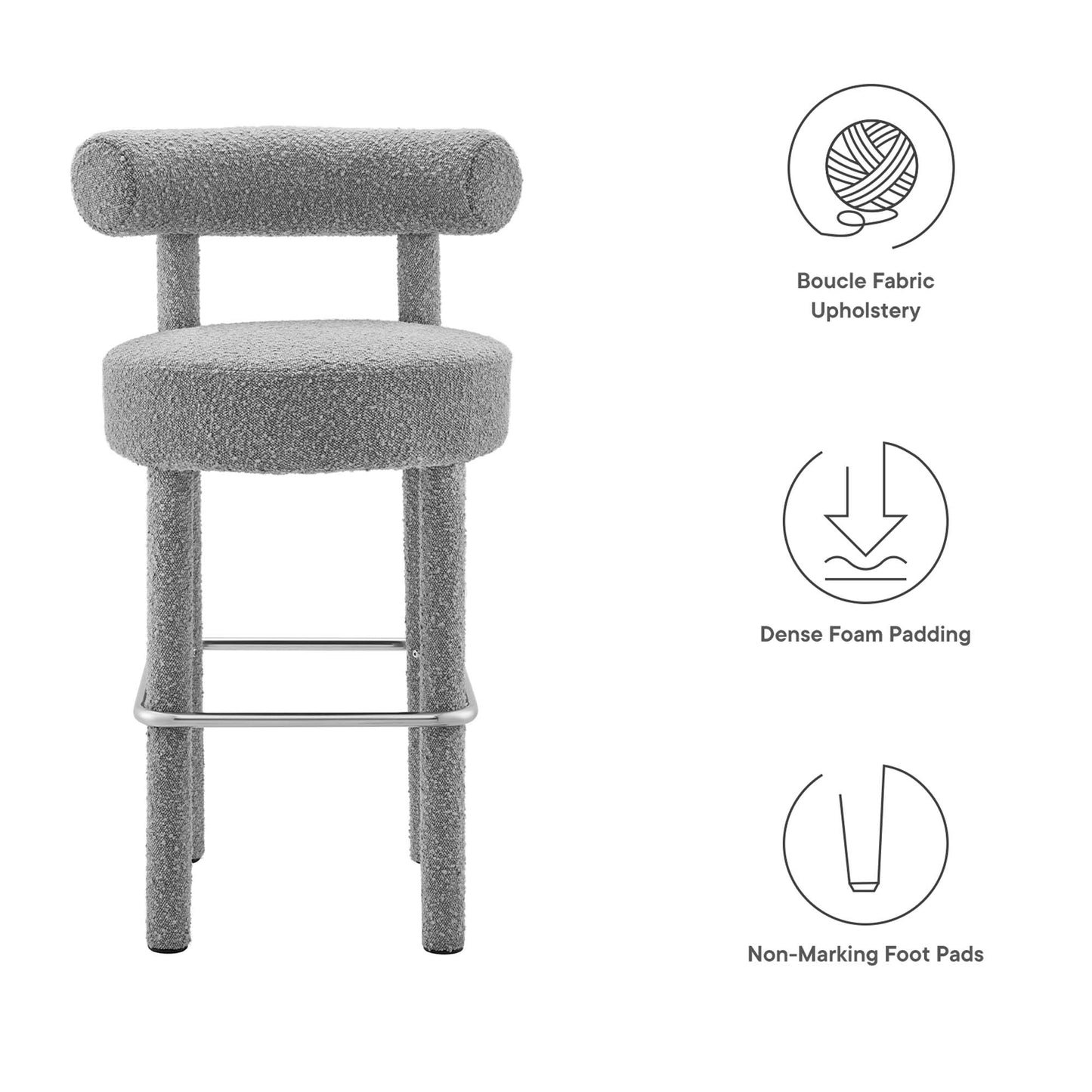 Toulouse Boucle Fabric Bar Stool Set of 2