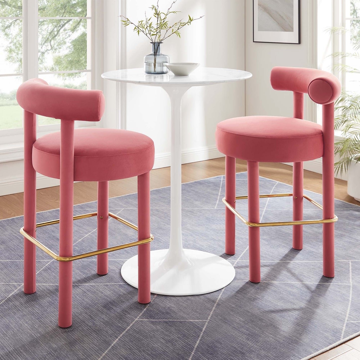 Toulouse Performance Velvet Bar Stool Set of 2