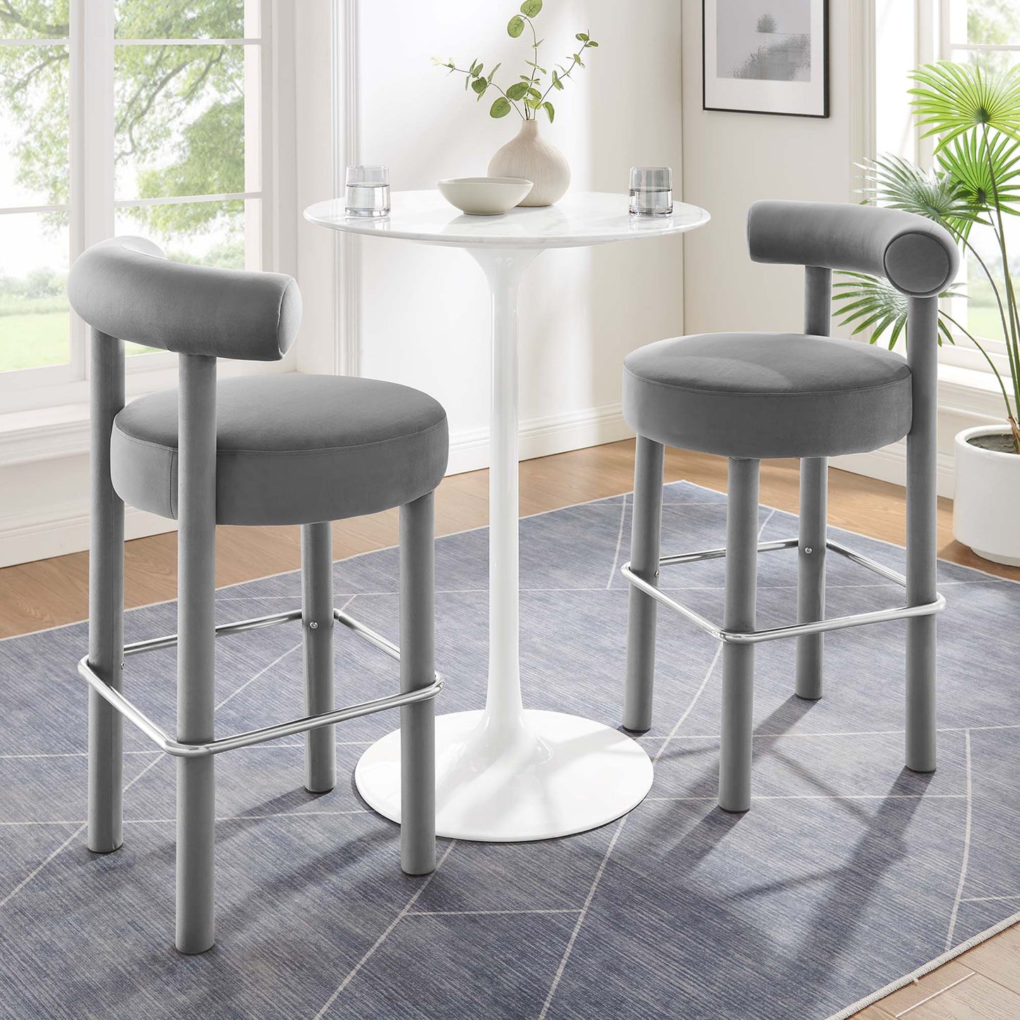 Toulouse Performance Velvet Bar Stool Set of 2