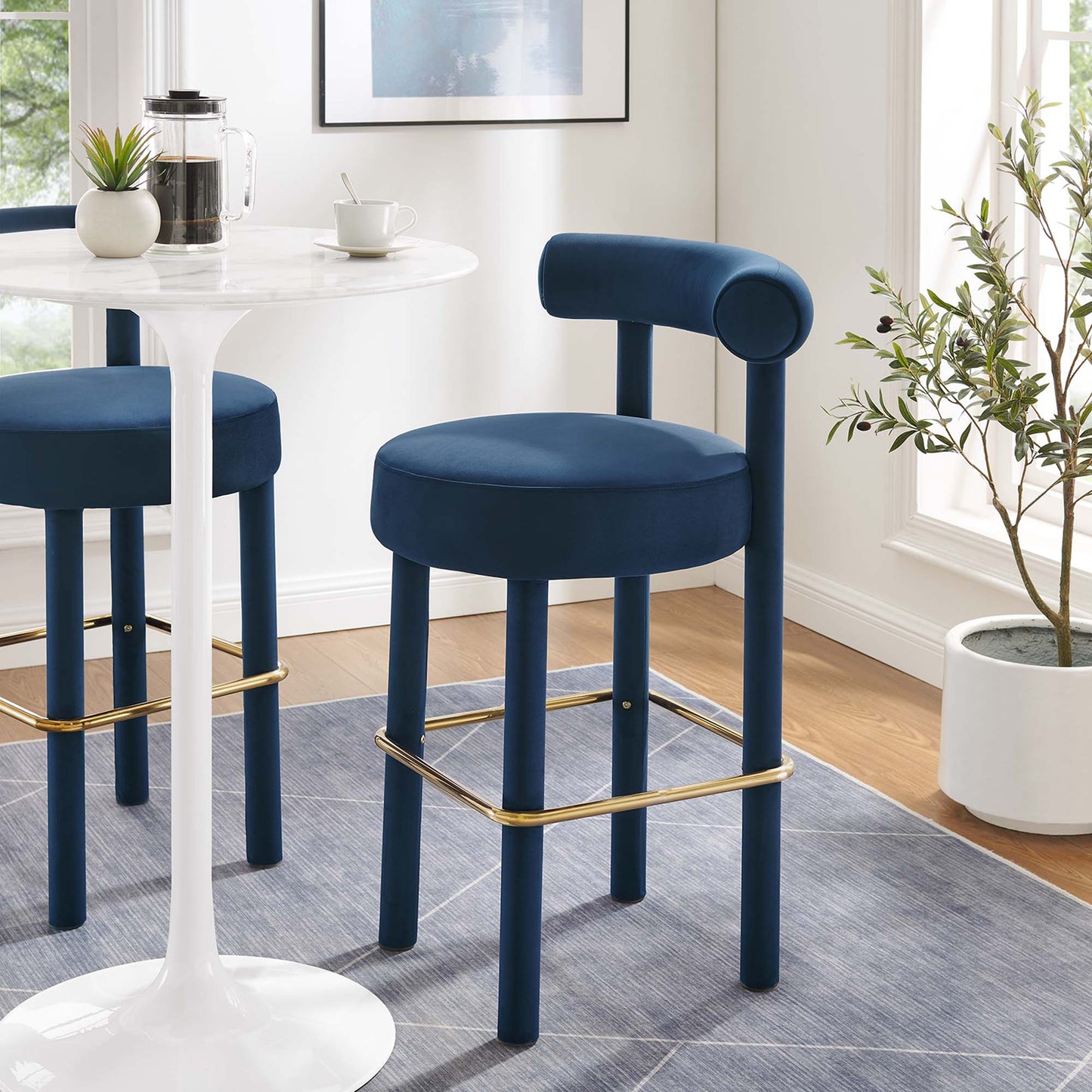 Toulouse Performance Velvet Bar Stool Set of 2