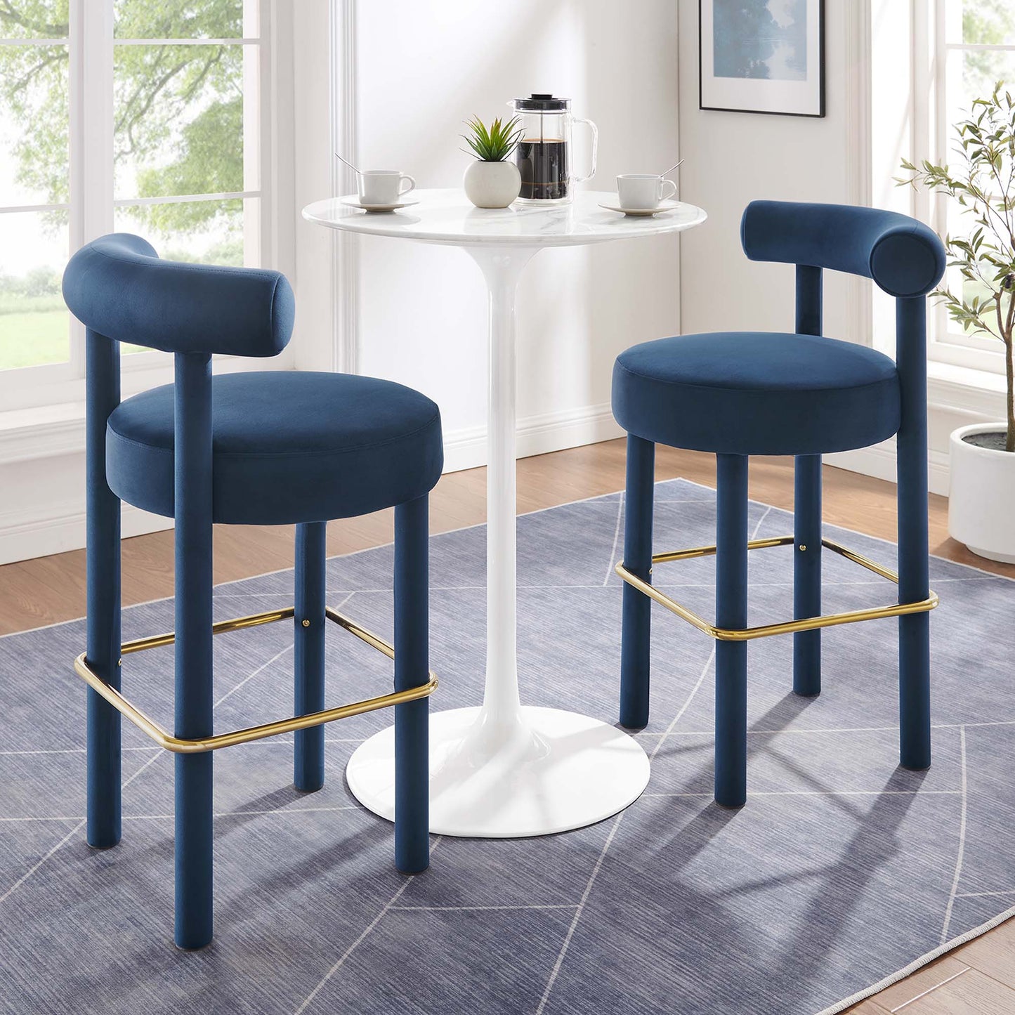 Toulouse Performance Velvet Bar Stool Set of 2