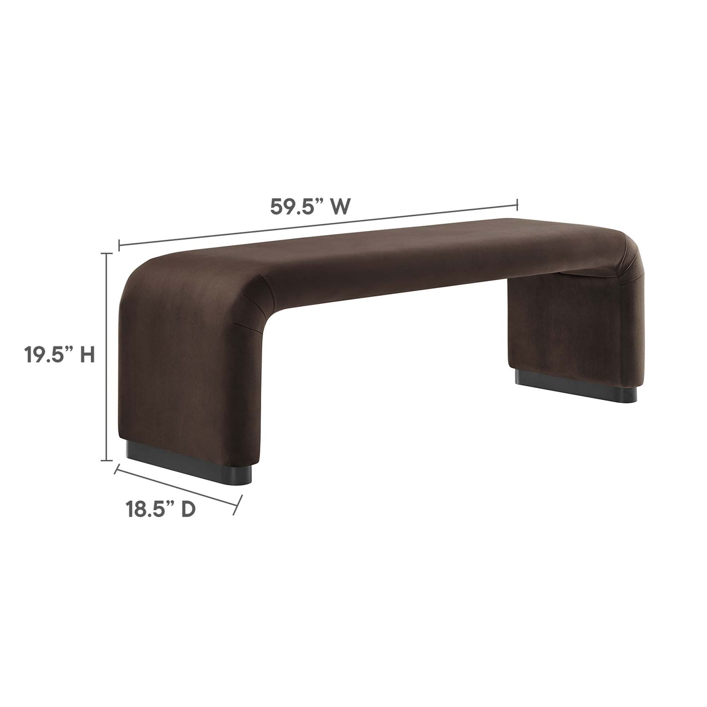 Koda Performance Velvet Waterfall Long Bench