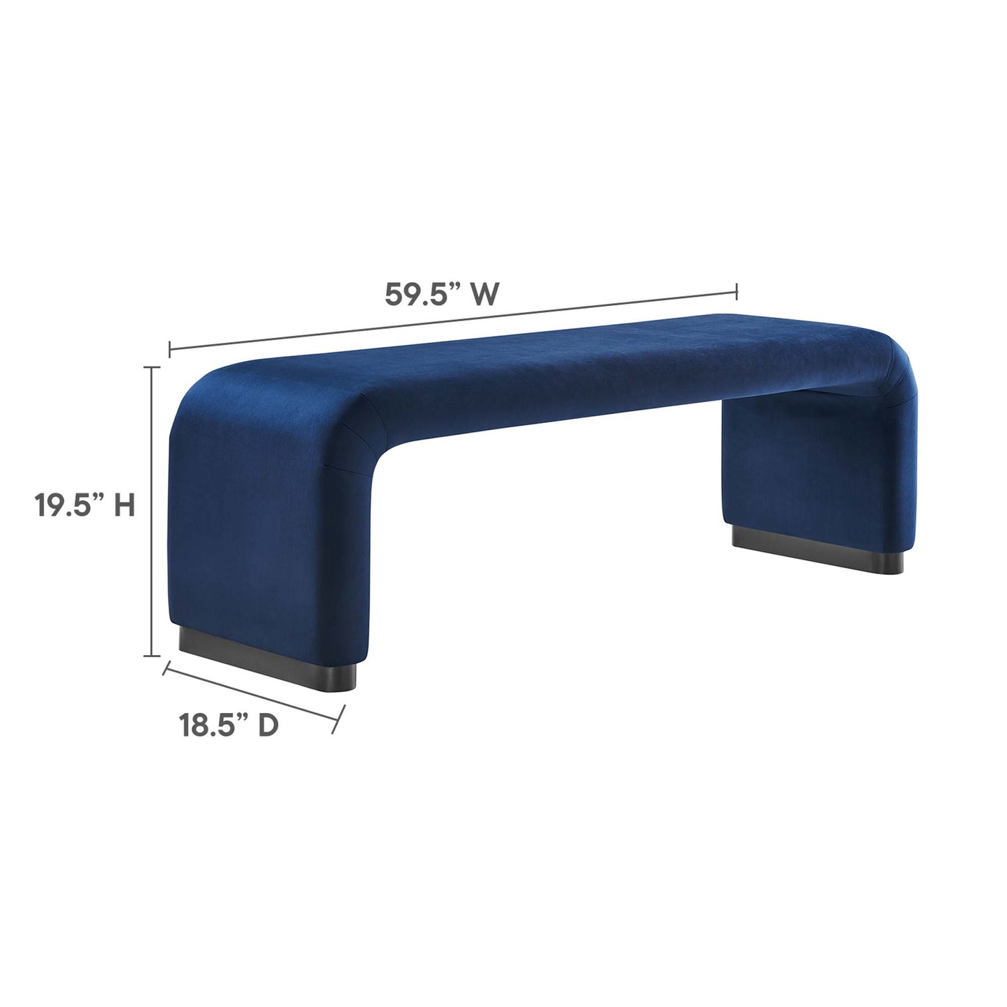 Koda Performance Velvet Waterfall Long Bench