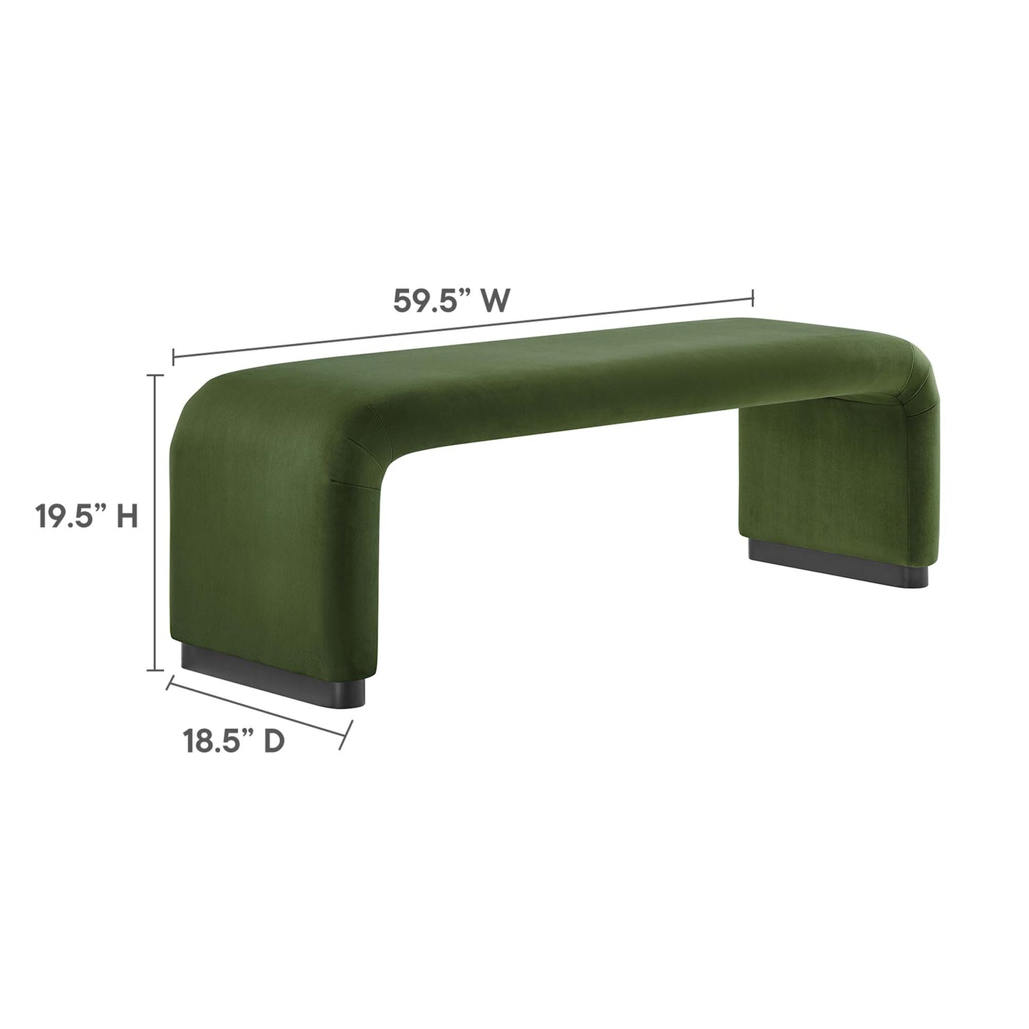 Koda Performance Velvet Waterfall Long Bench