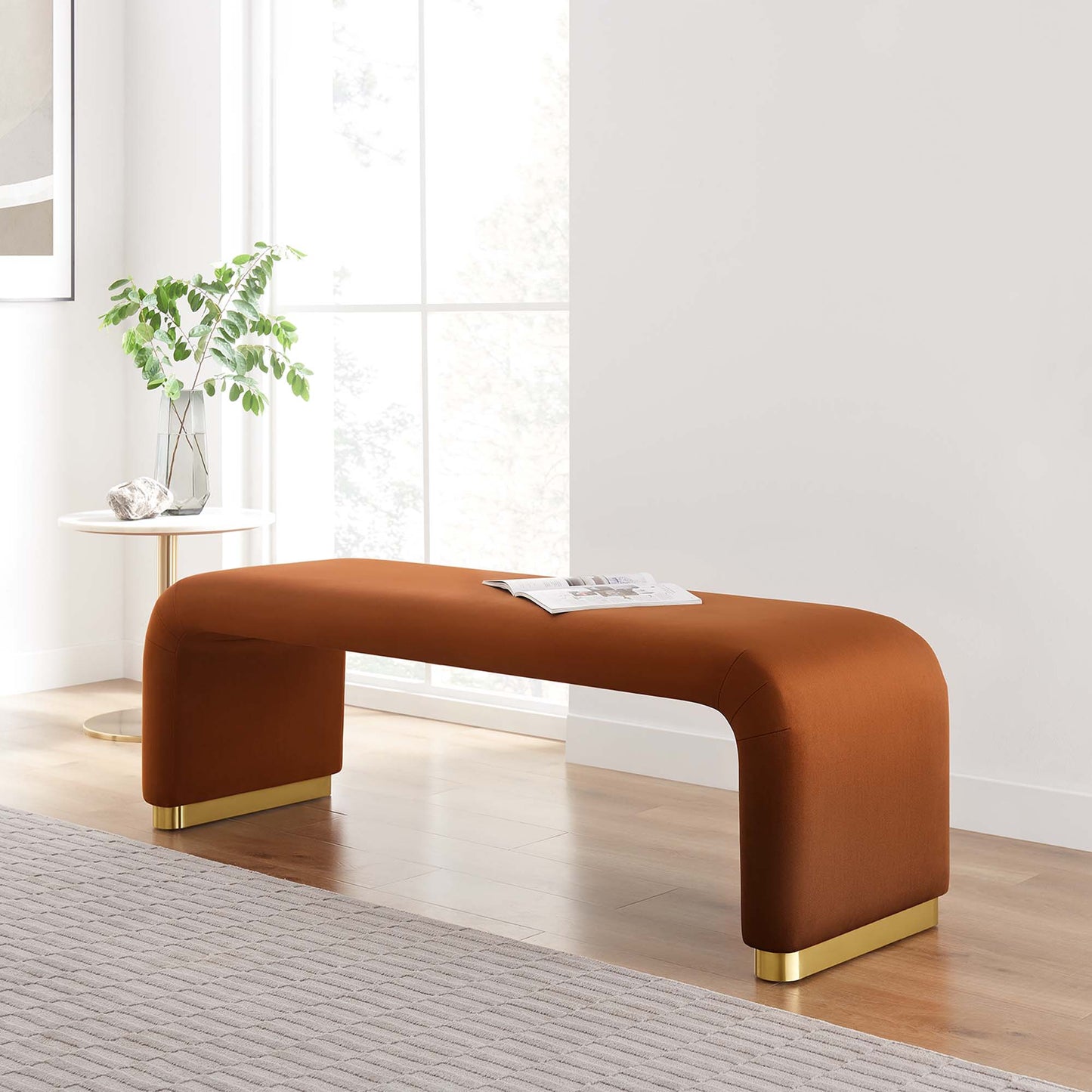 Koda Performance Velvet Waterfall Long Bench