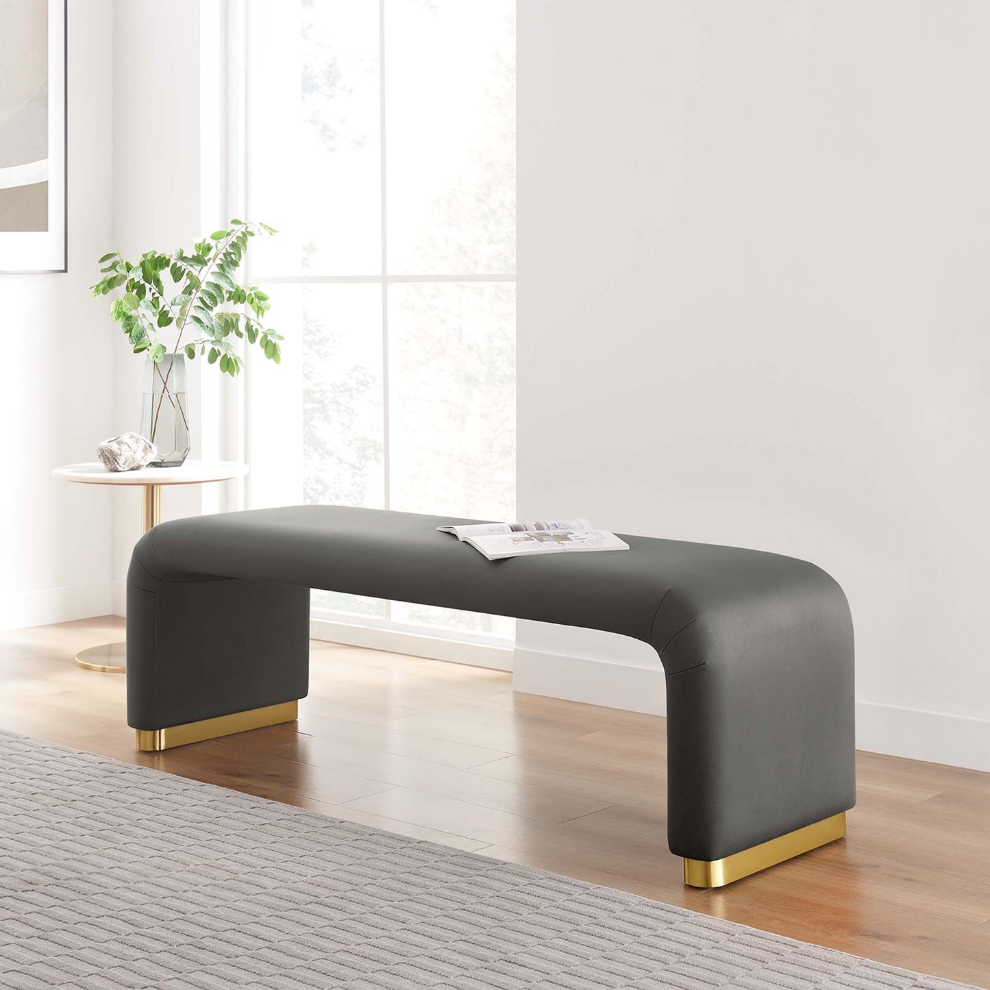 Koda Performance Velvet Waterfall Long Bench