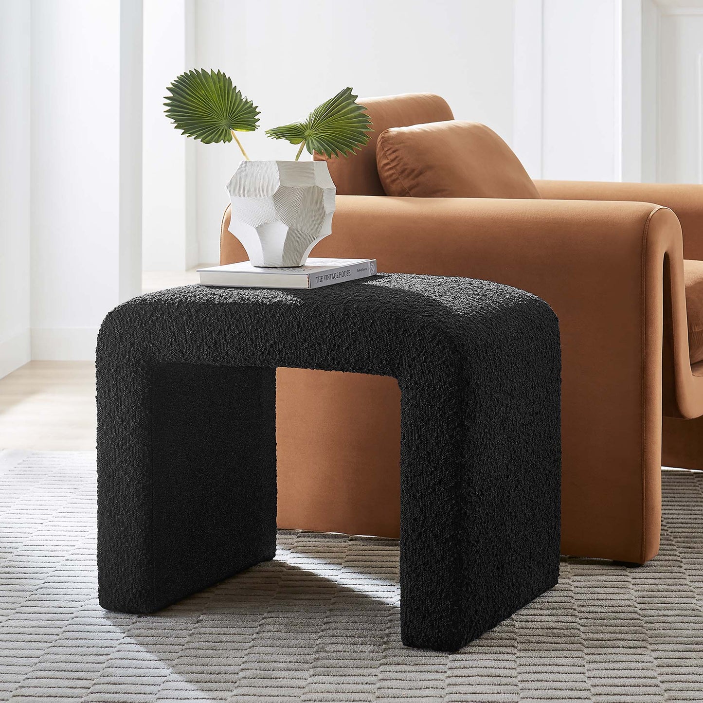 Simba Boucle Fabric Waterfall Stool