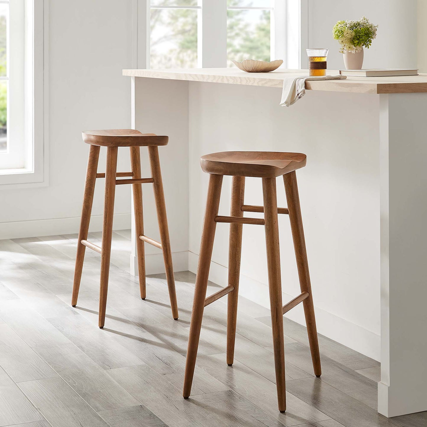 Lot de 2 tabourets de bar en bois sans dossier Saville par Modway