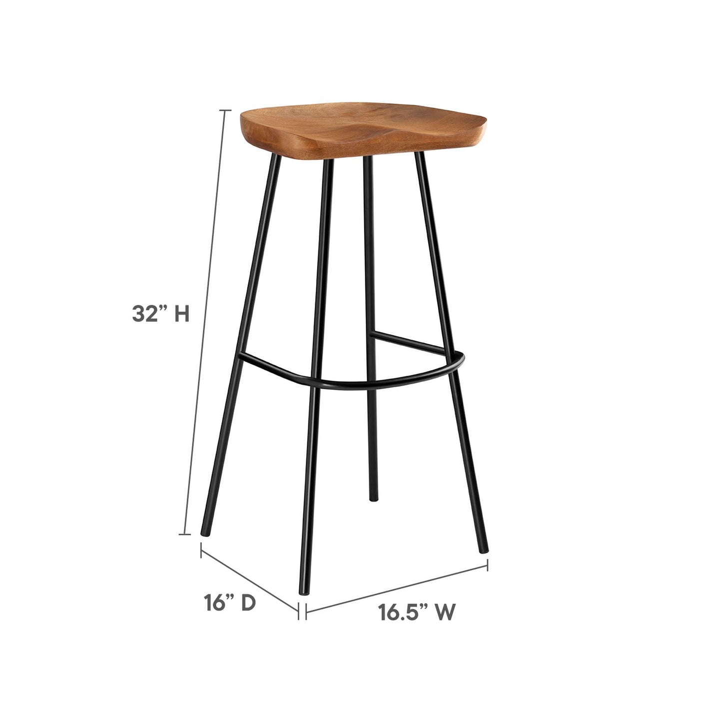 Juego de 2 taburetes de bar de madera sin respaldo Concord de Modway