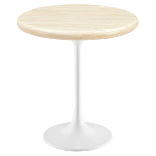 Lippa 20" Round Artificial TravertineSide Table