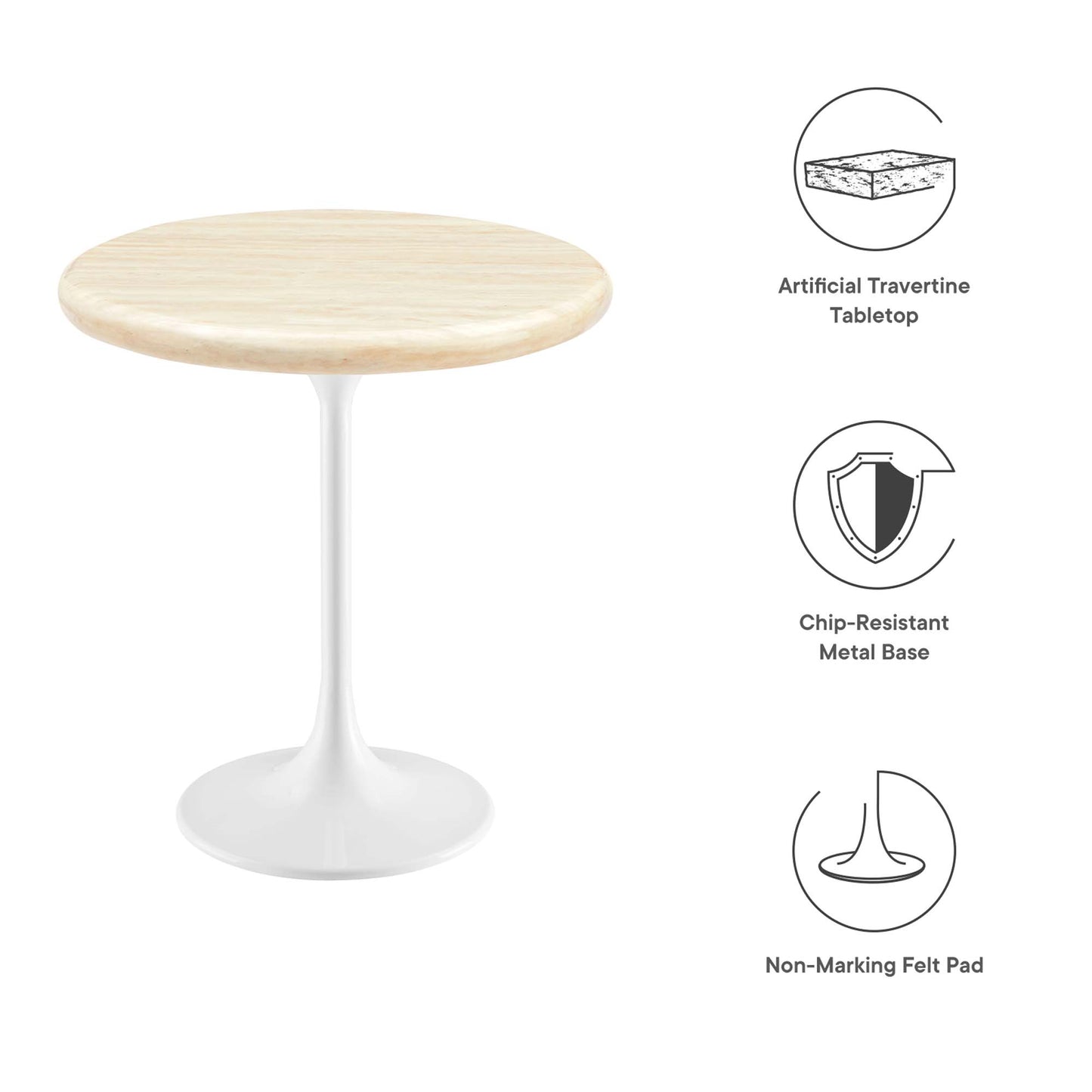 Lippa 20" Round Artificial TravertineSide Table