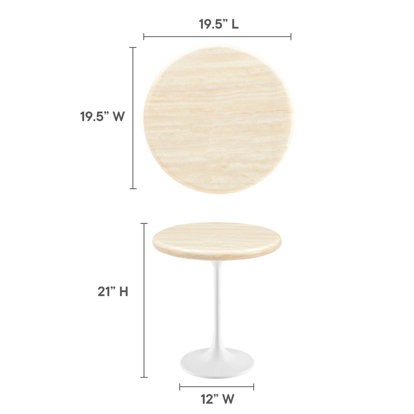 Lippa 20" Round Artificial TravertineSide Table