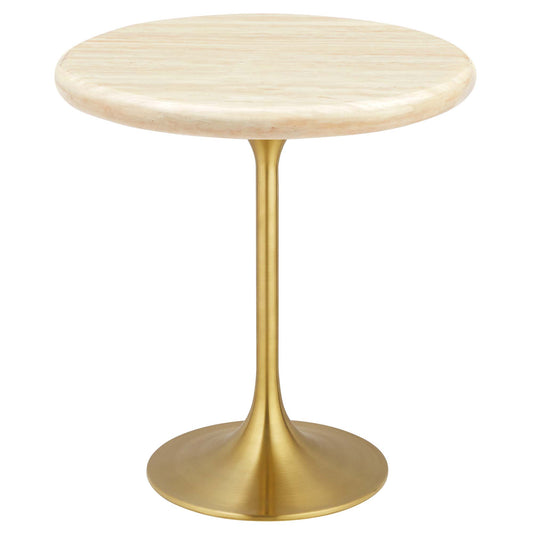 Lippa 20" Round Artificial TravertineSide Table