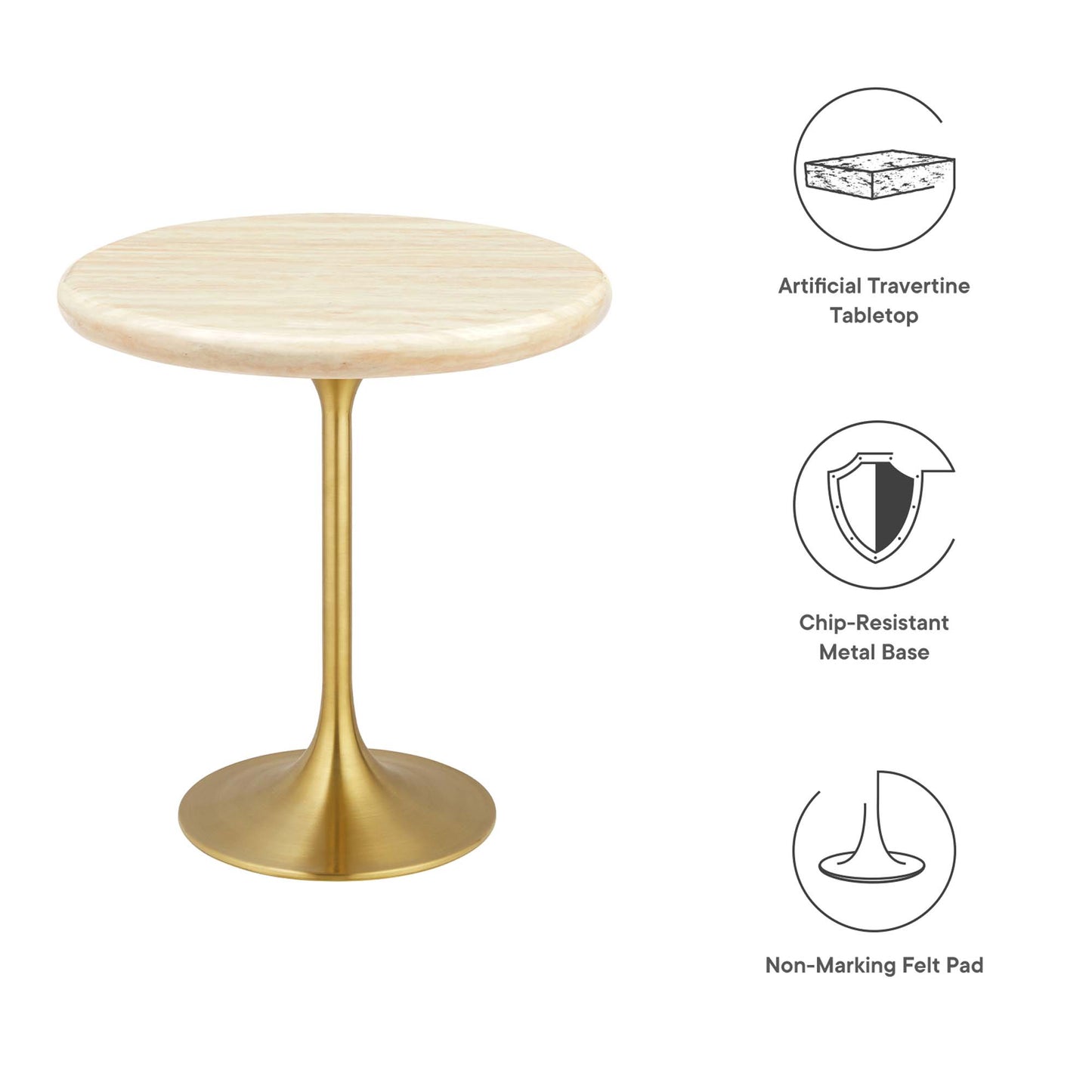 Lippa 20" Round Artificial TravertineSide Table