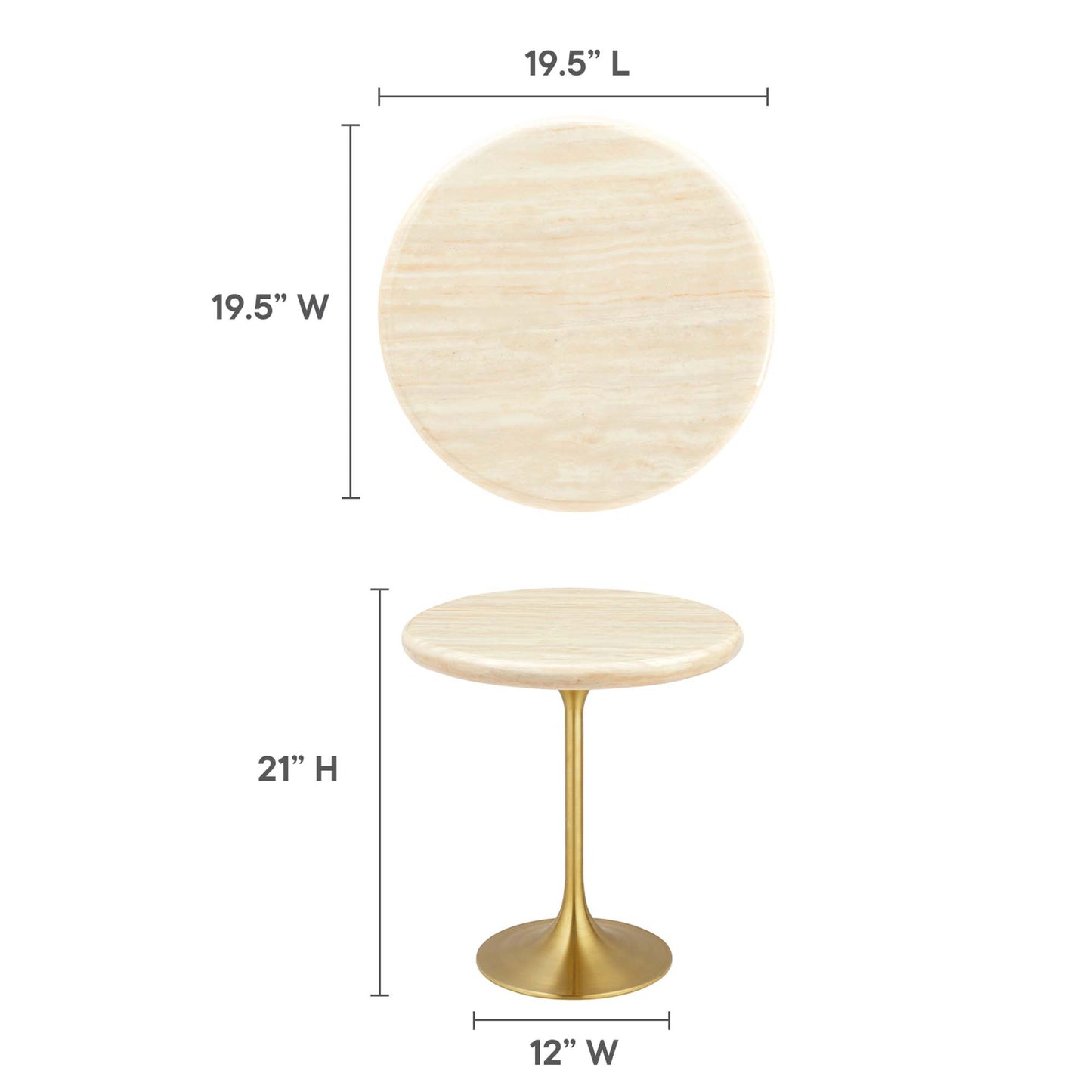 Lippa 20" Round Artificial TravertineSide Table