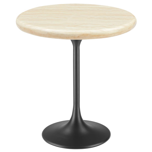 Lippa 20" Round Artificial TravertineSide Table