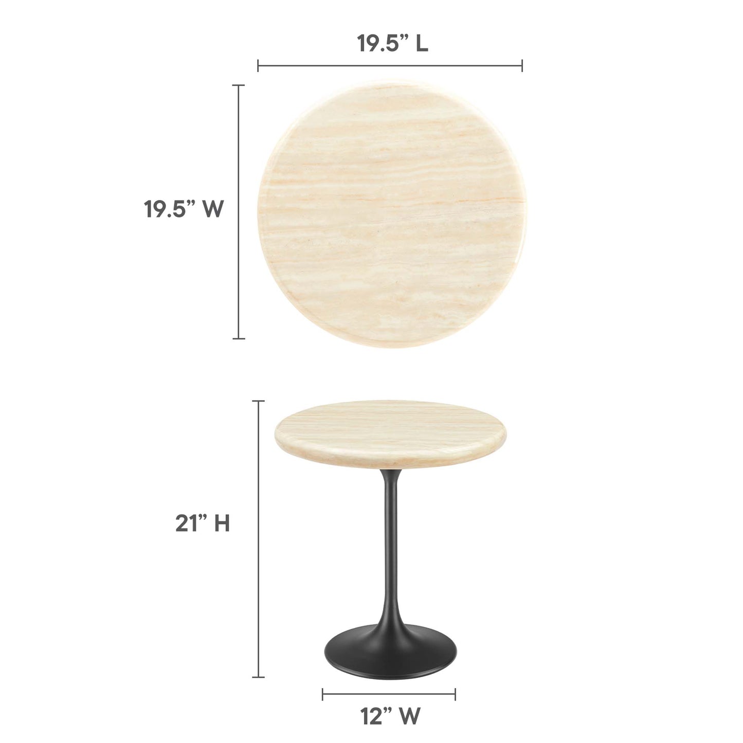 Lippa 20" Round Artificial TravertineSide Table