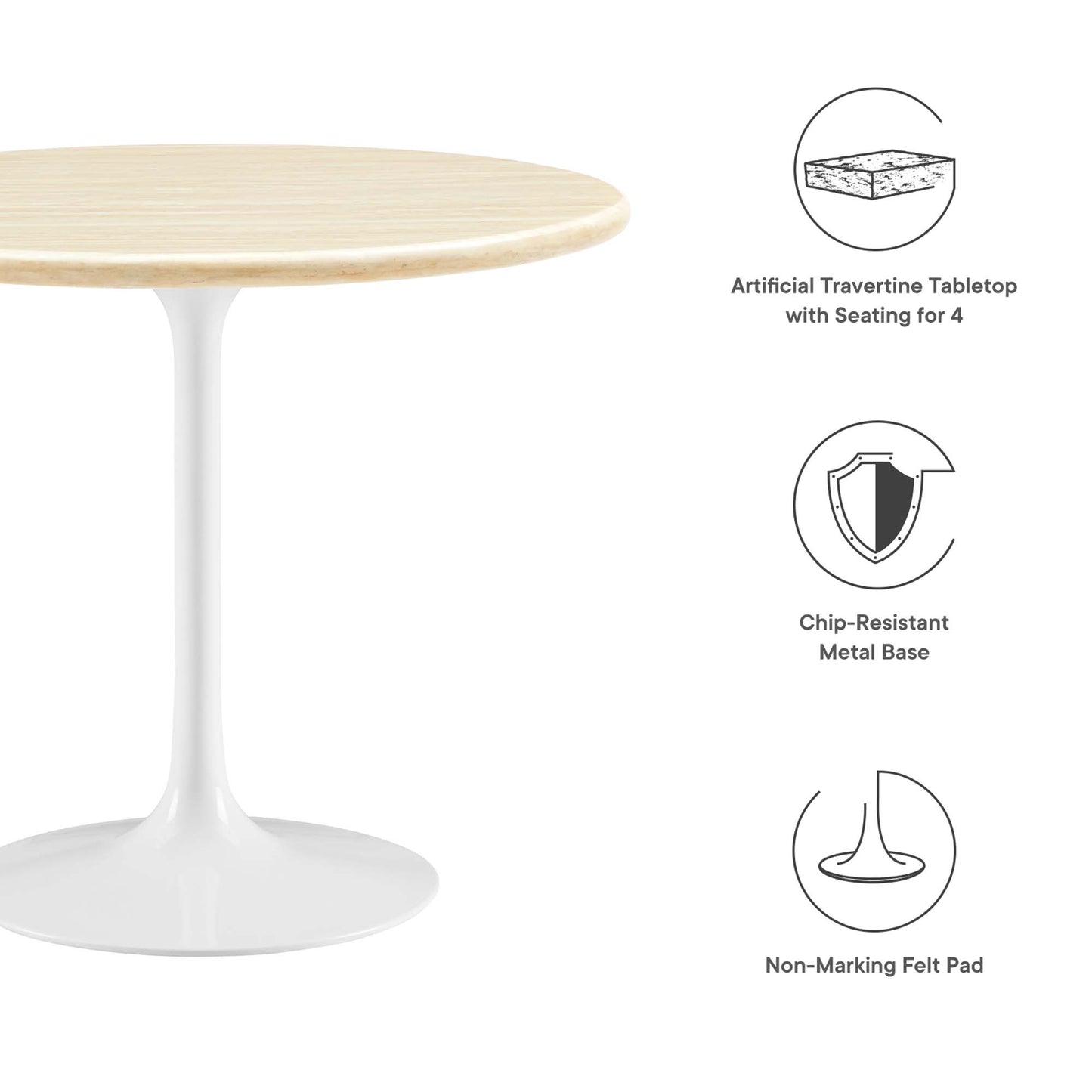 Lippa 36” Round Artificial TravertineDining Table