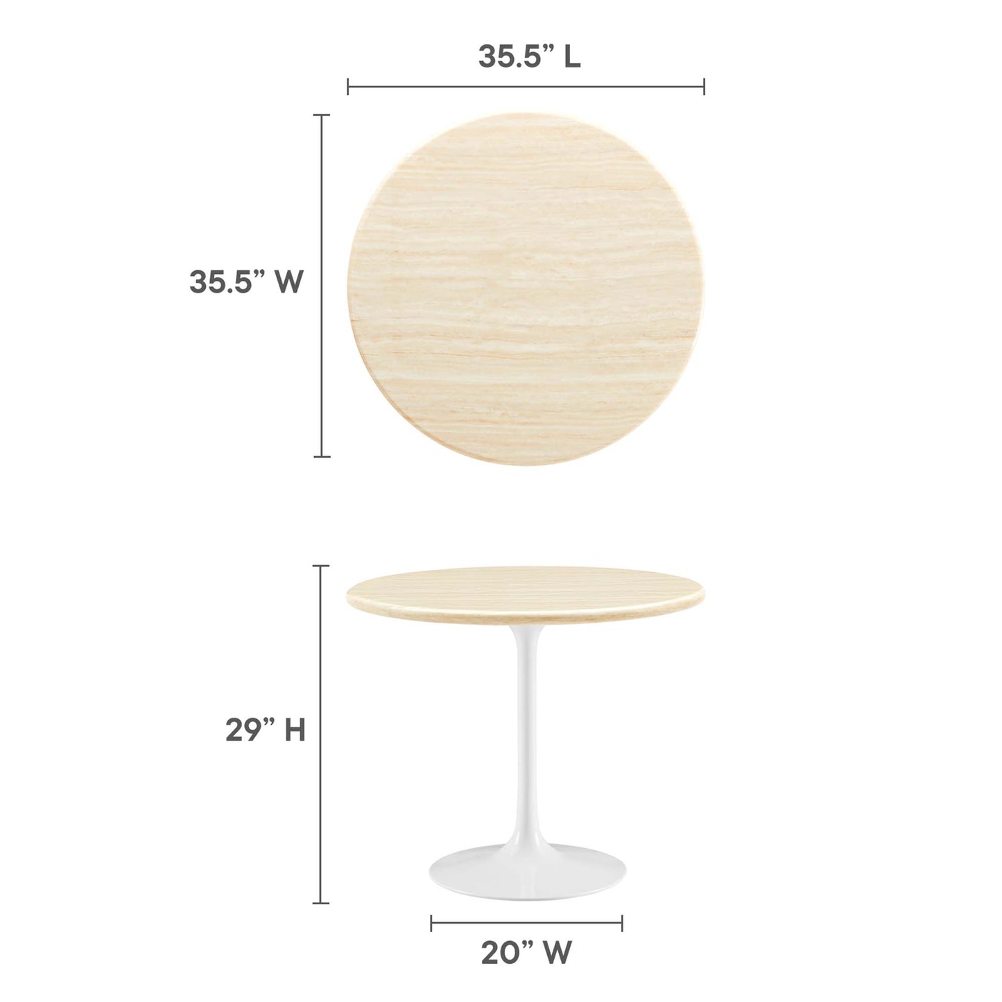 Lippa 36” Round Artificial TravertineDining Table