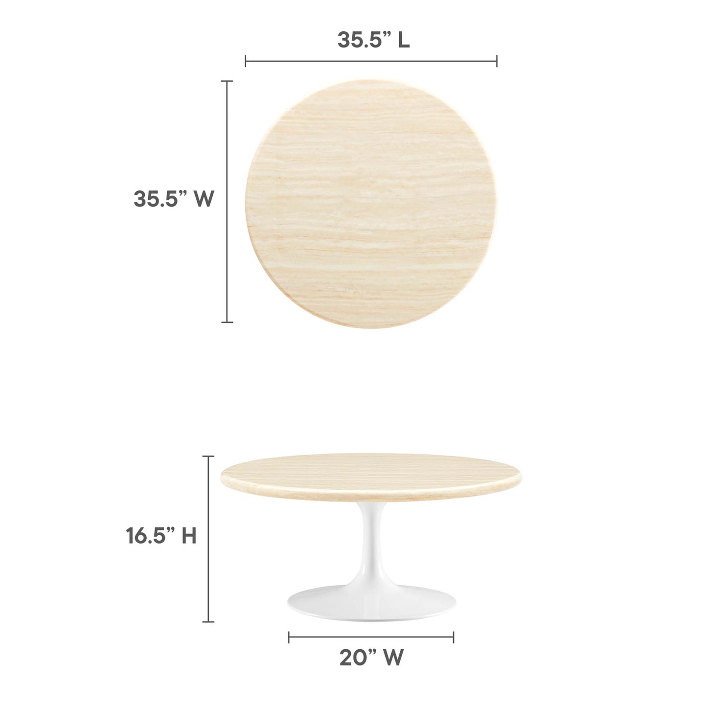 Lippa 36” Round Artificial TravertineCoffee Table