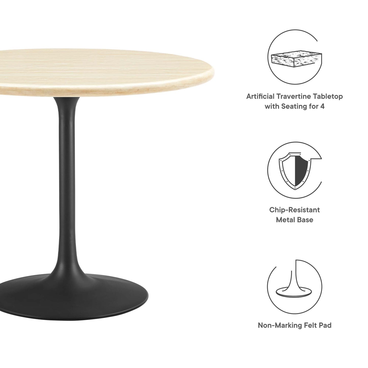 Lippa 36” Round Artificial TravertineDining Table