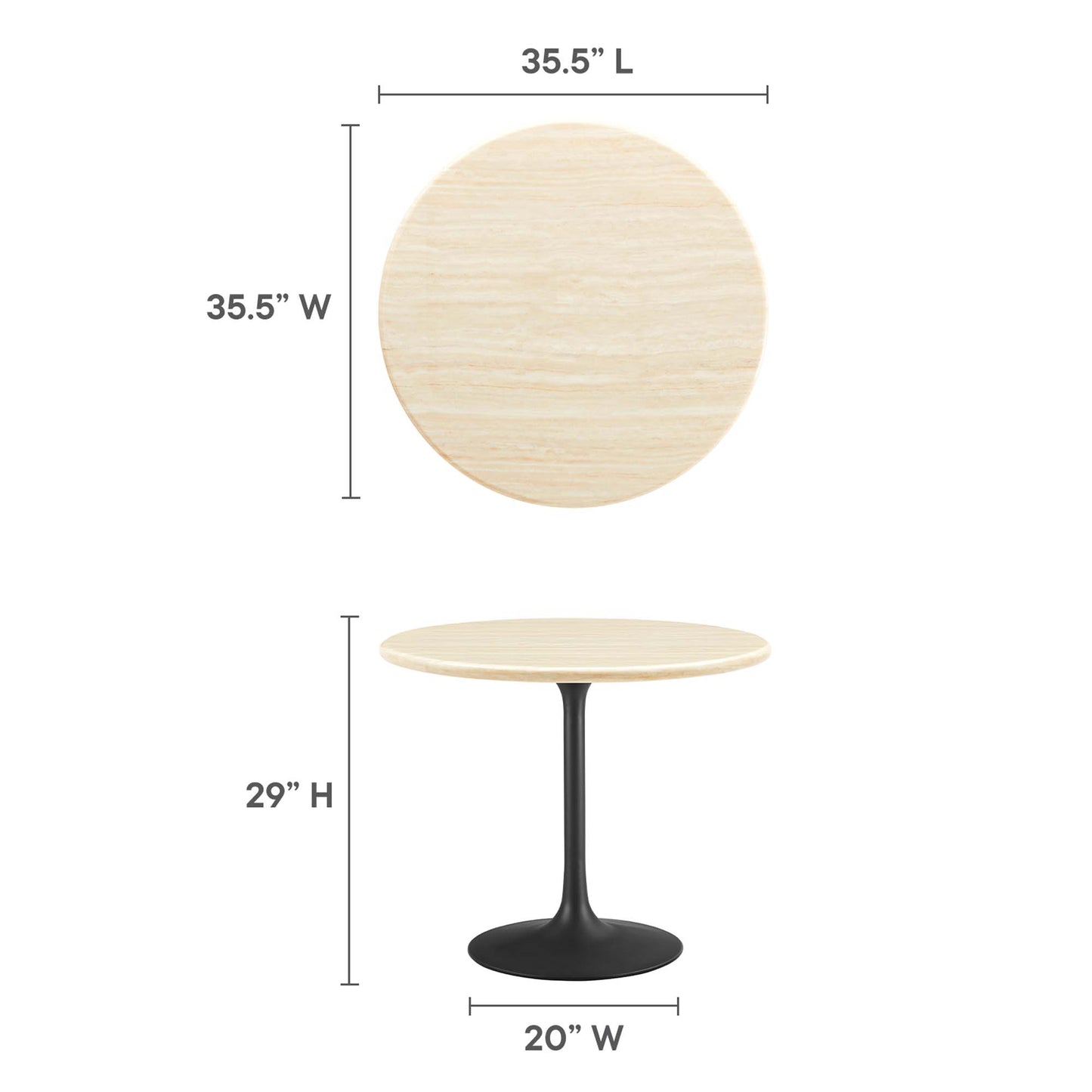 Lippa 36” Round Artificial TravertineDining Table