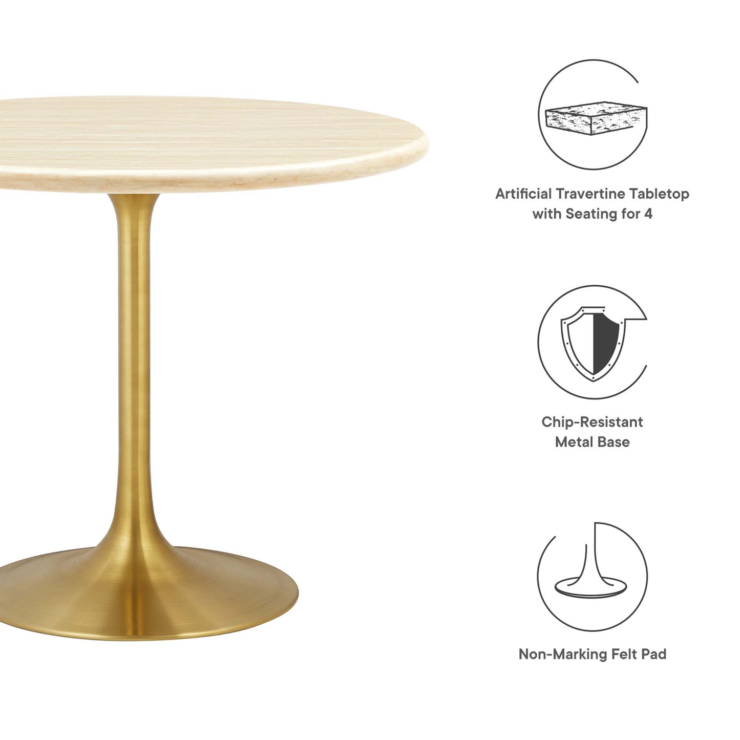 Lippa 36” Round Artificial TravertineDining Table