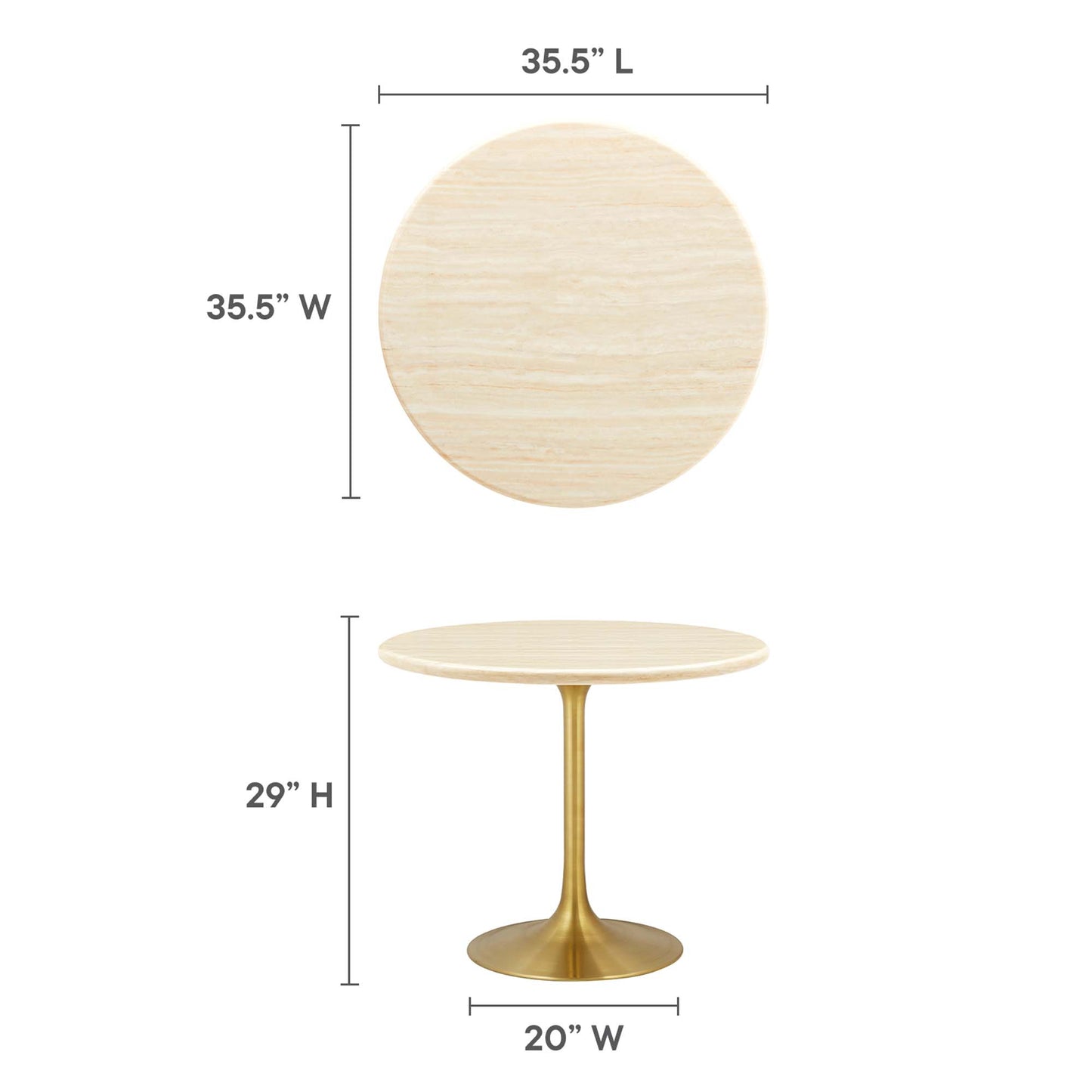 Lippa 36” Round Artificial TravertineDining Table