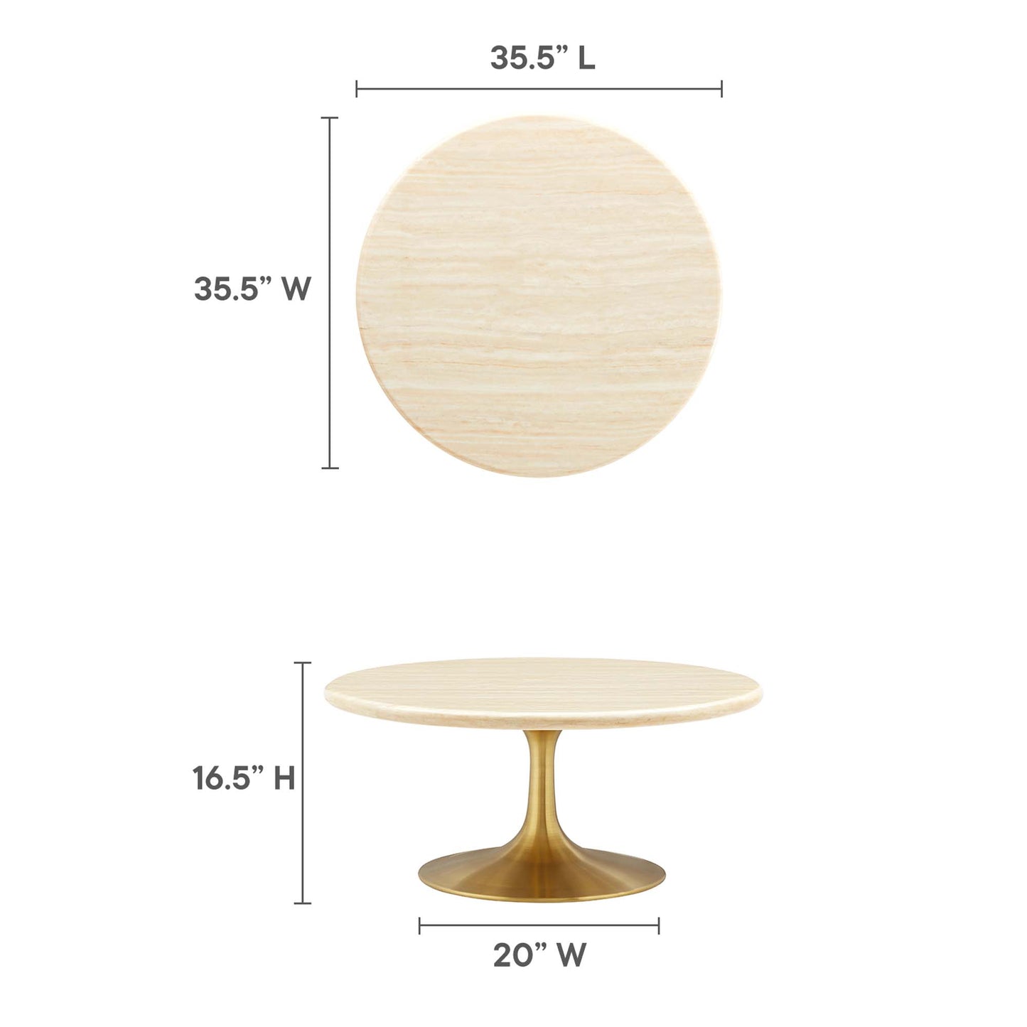 Lippa 36” Round Artificial TravertineCoffee Table