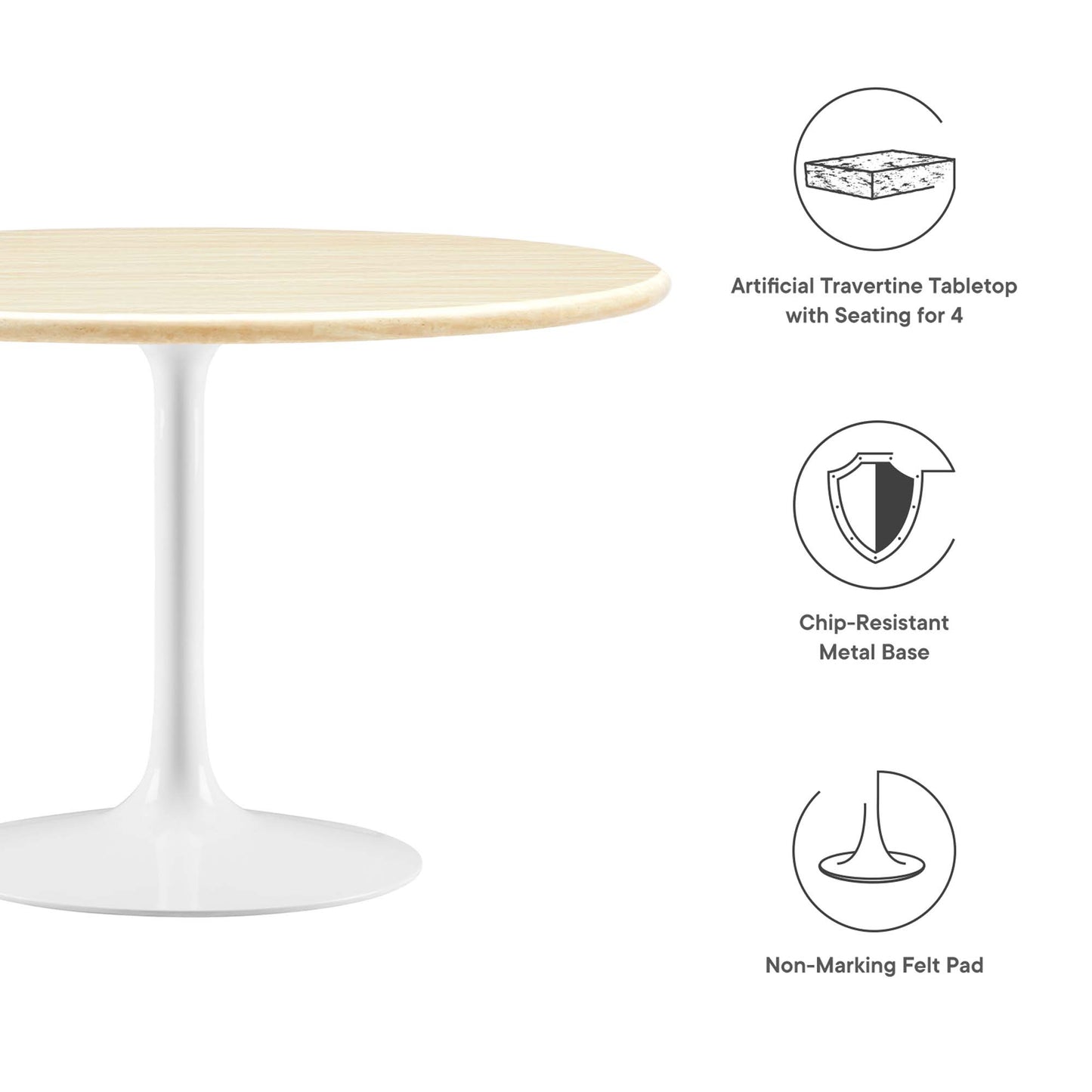 Lippa 48" Round Artificial TravertineDining Table