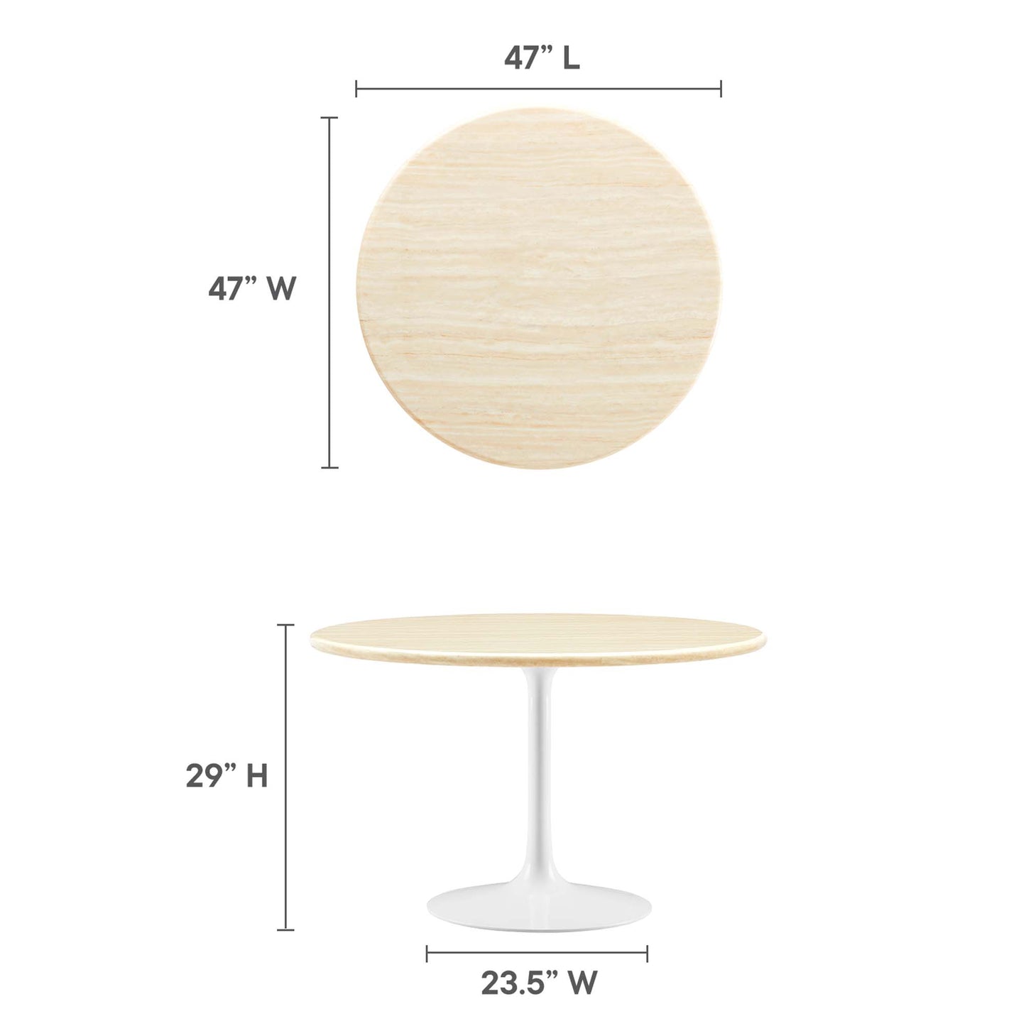 Lippa 48" Round Artificial TravertineDining Table