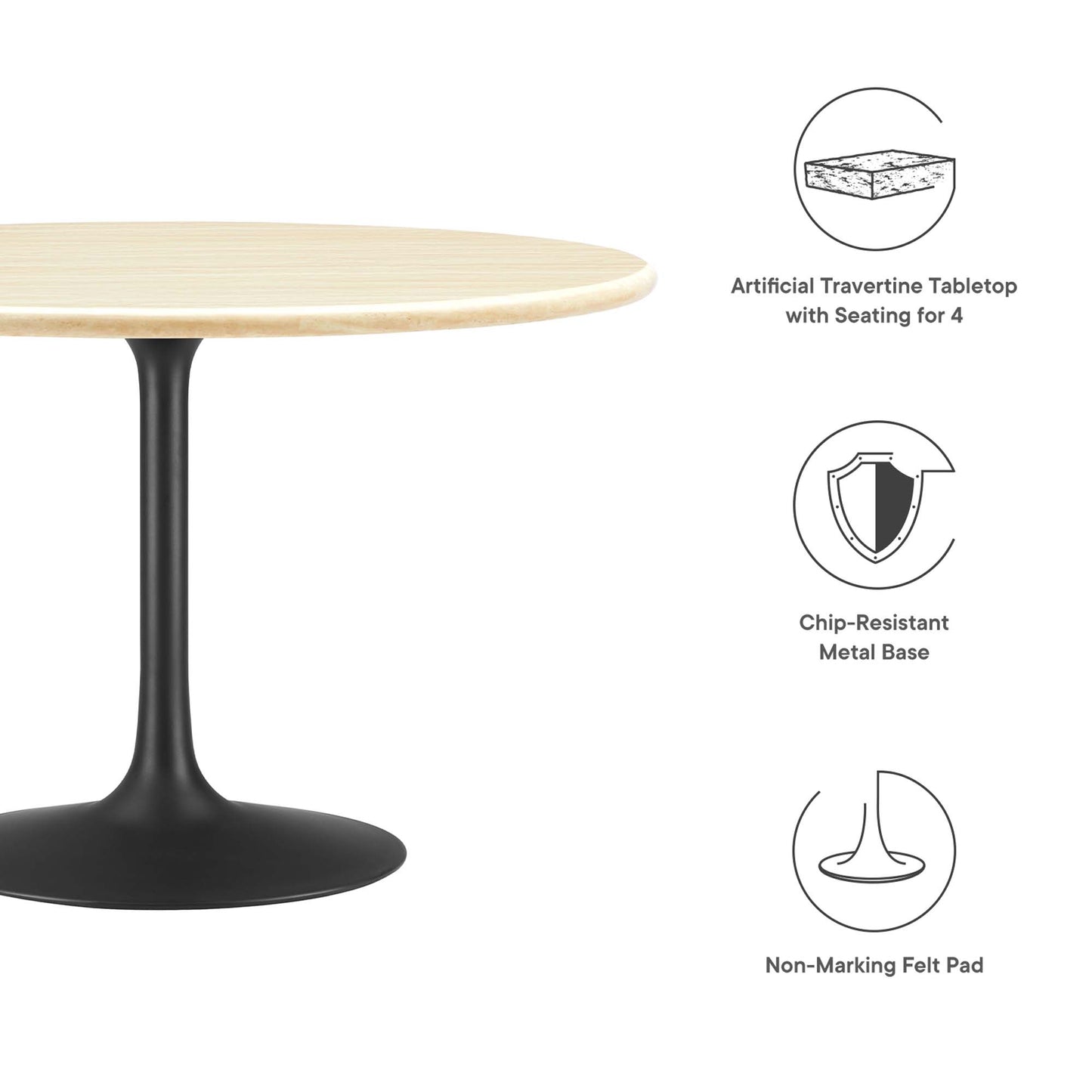 Lippa 48" Round Artificial TravertineDining Table