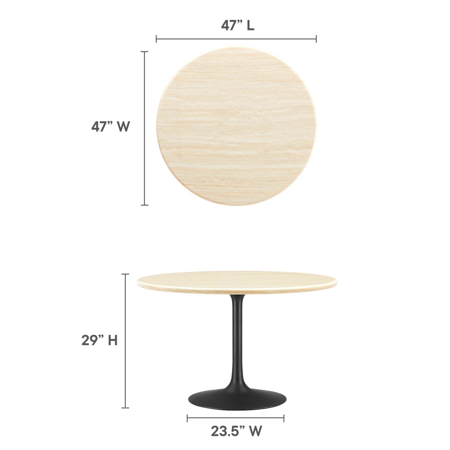 Lippa 48" Round Artificial TravertineDining Table