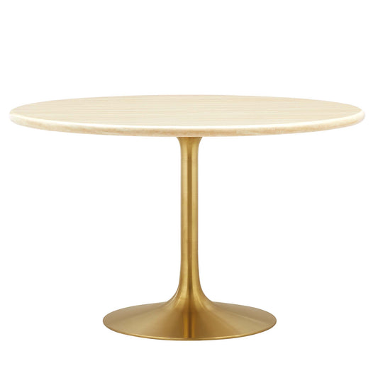 Lippa 48" Round Artificial TravertineDining Table