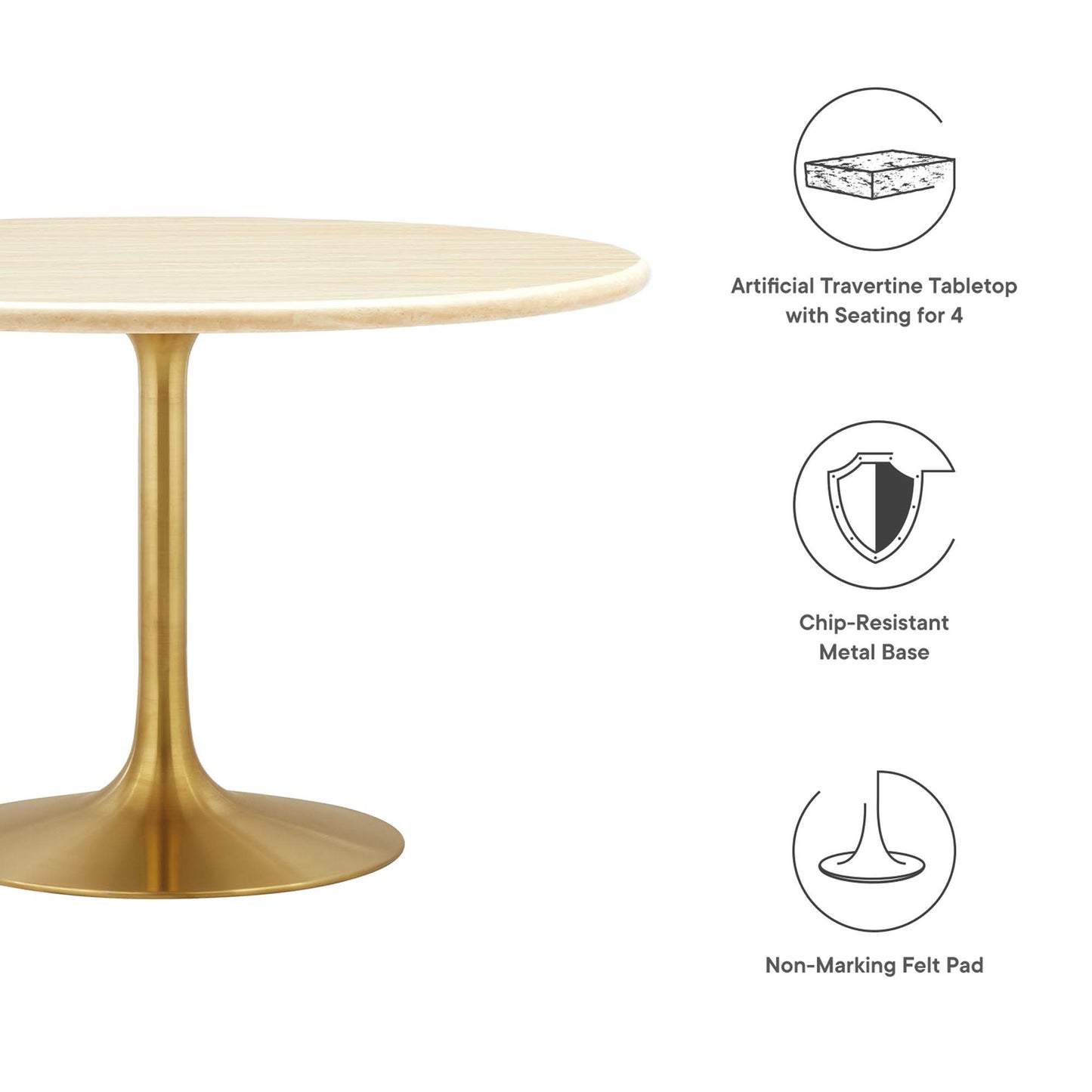 Lippa 48" Round Artificial TravertineDining Table