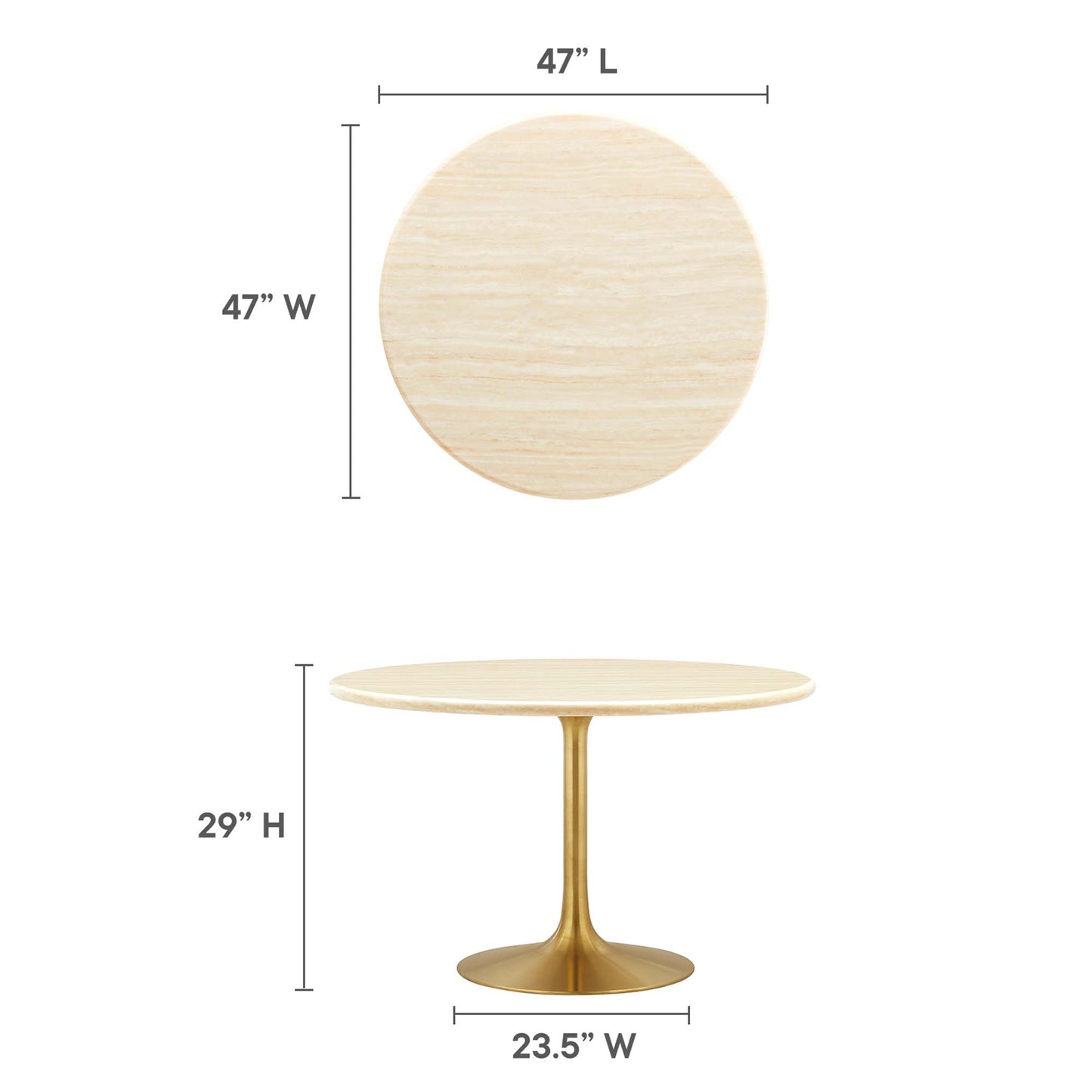 Lippa 48" Round Artificial TravertineDining Table