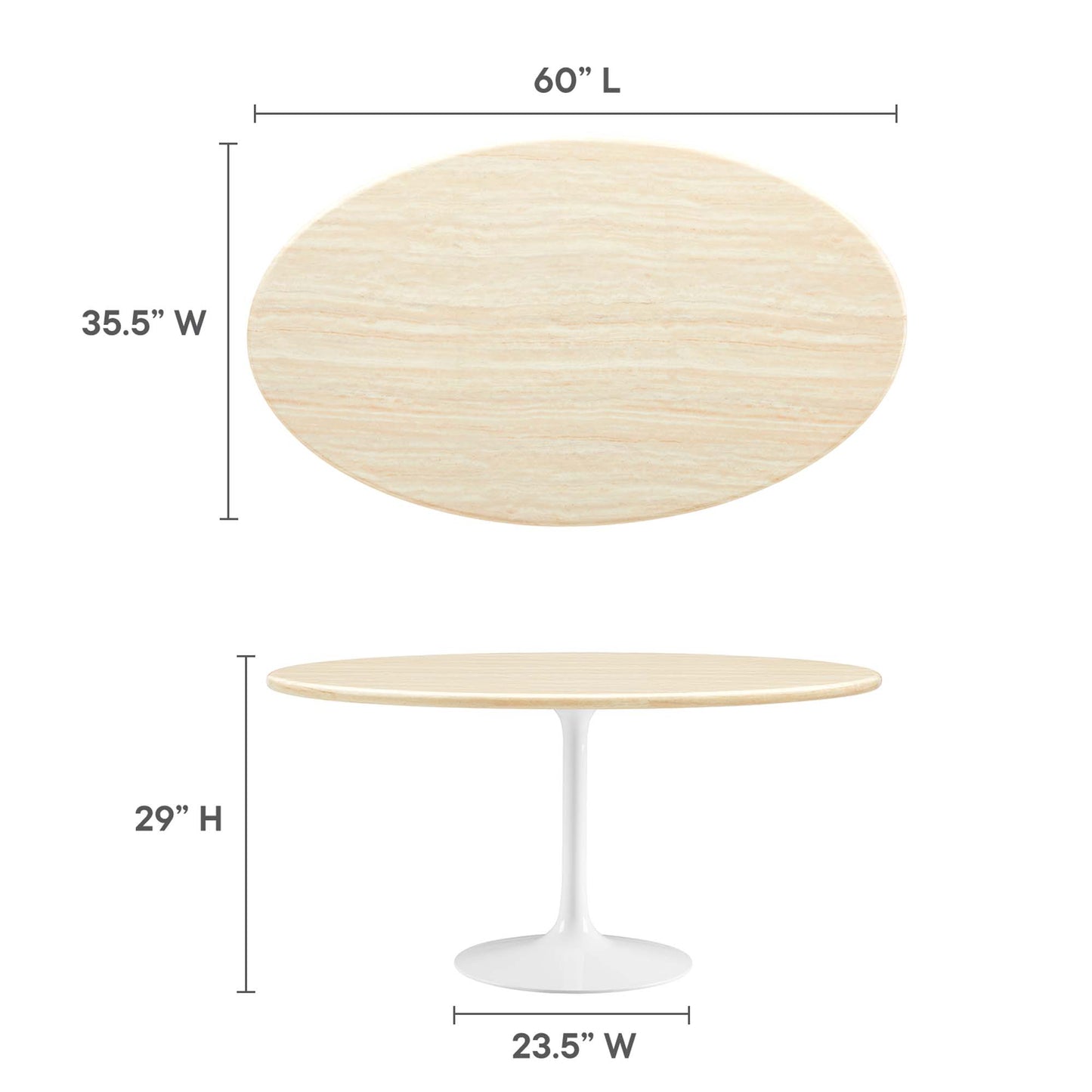 Lippa 60” Oval Artificial TravertineDining Table