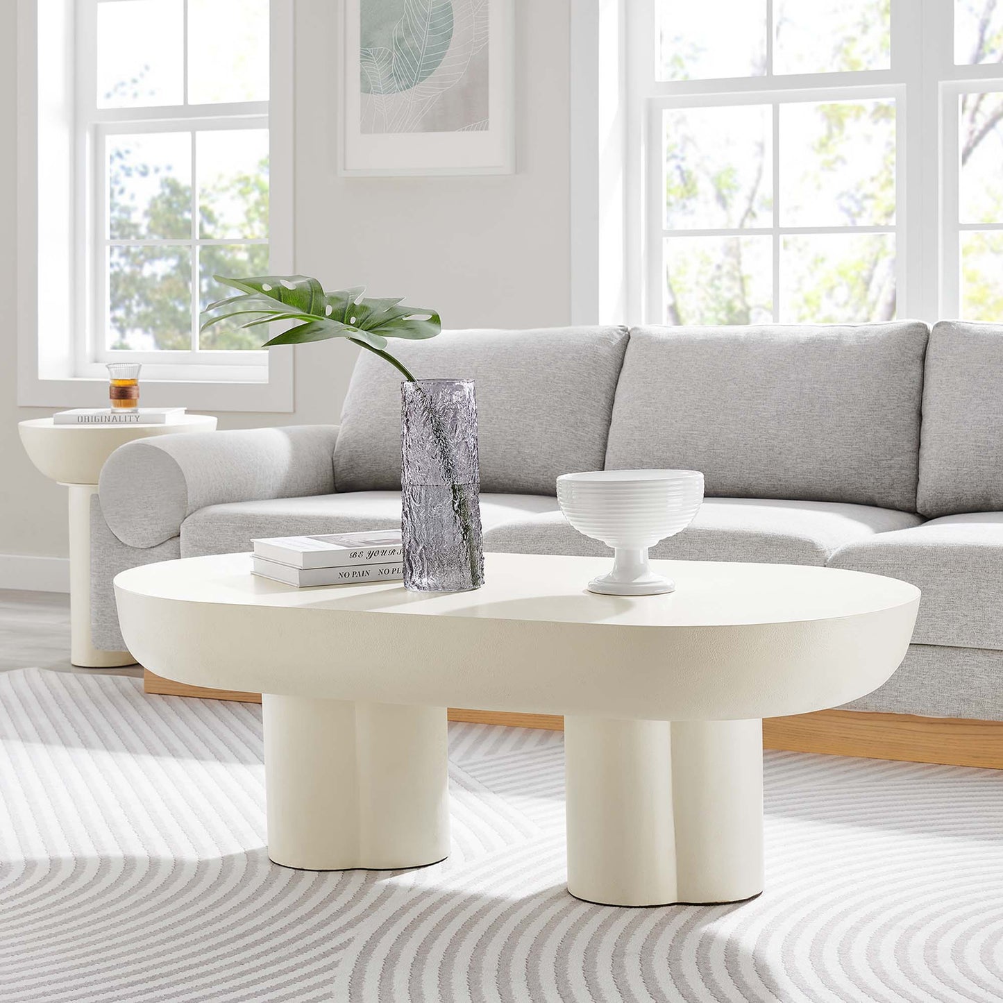 Caspian Oval Concrete Coffee Table