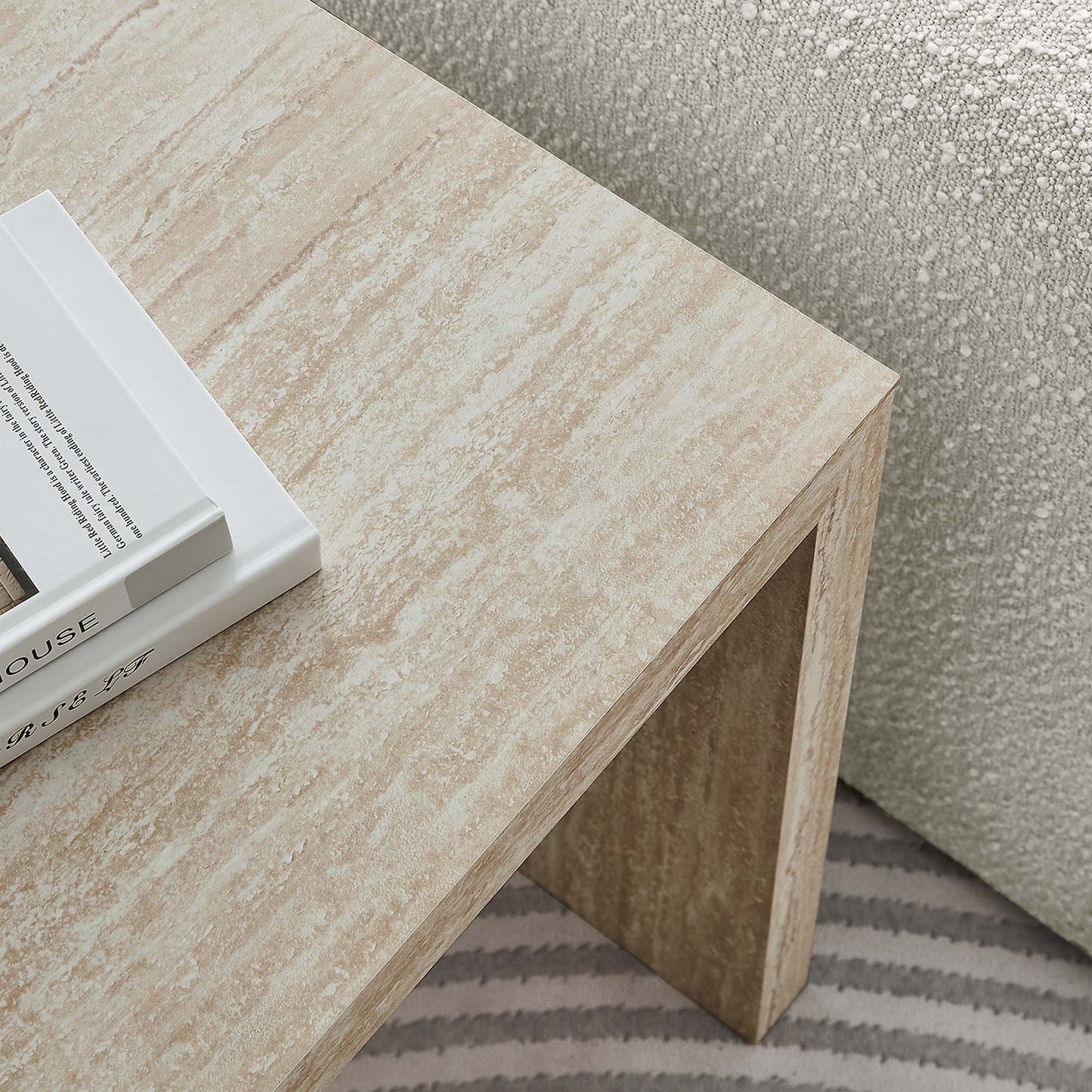 Mirella Faux Travertine Side Table