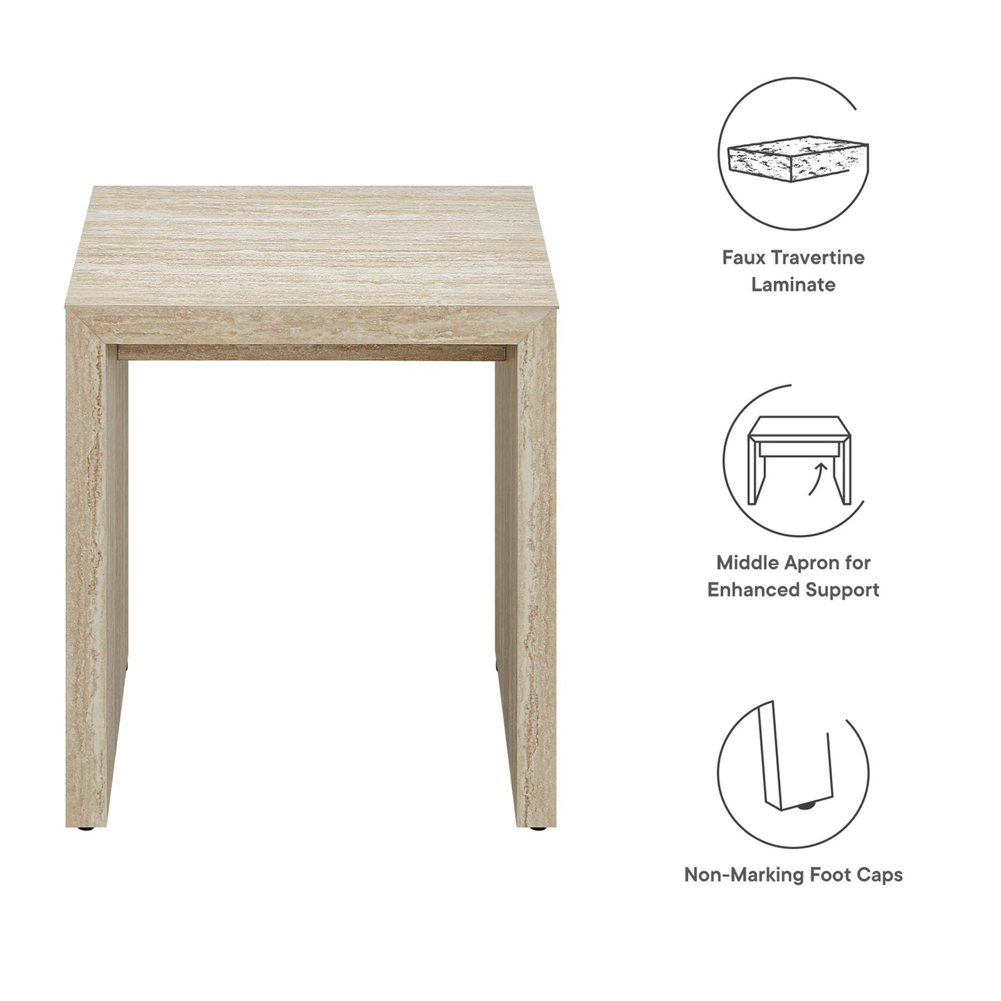 Mirella Faux Travertine Side Table