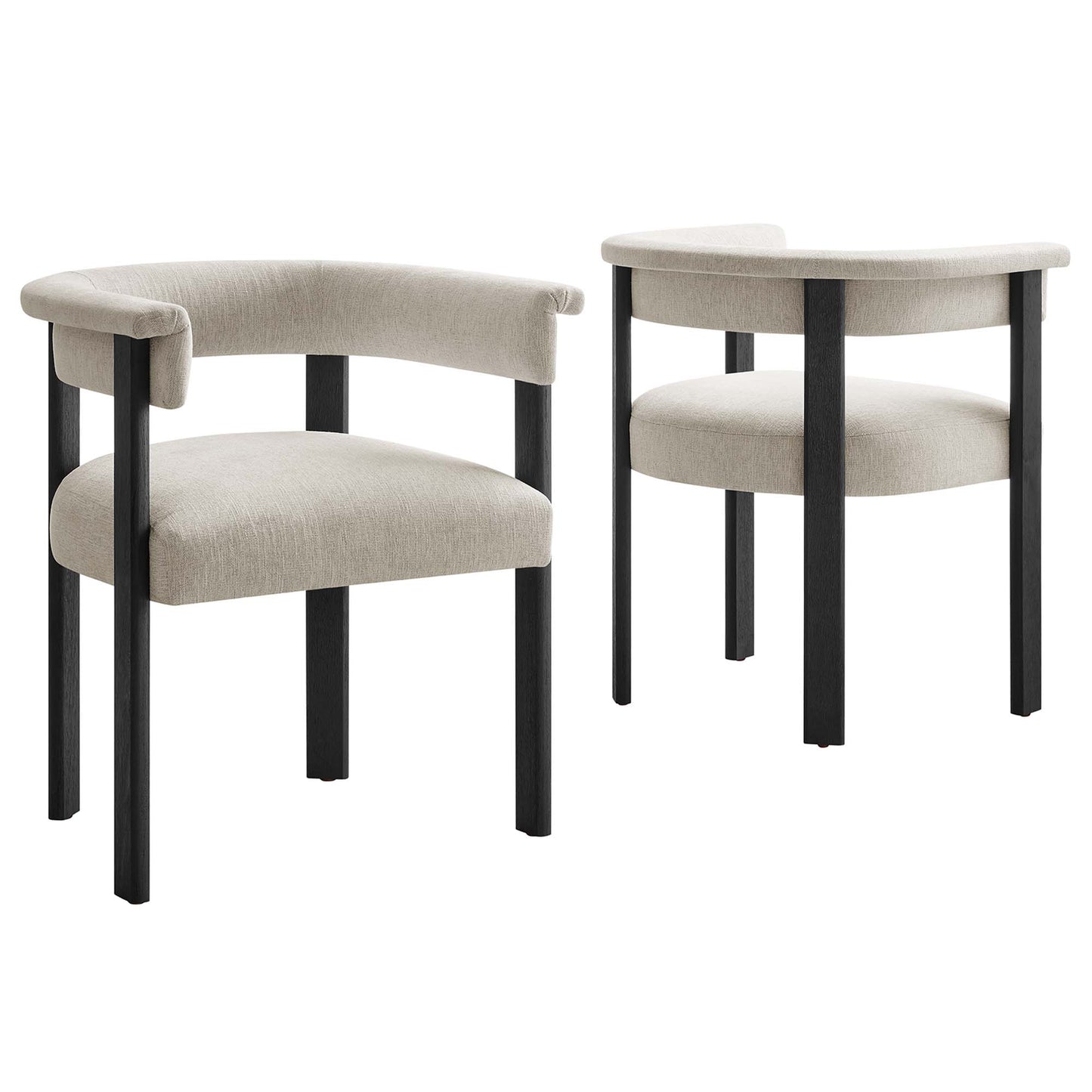 Imogen  Fabric Upholstered Barrel Dining Chairs Set of 2