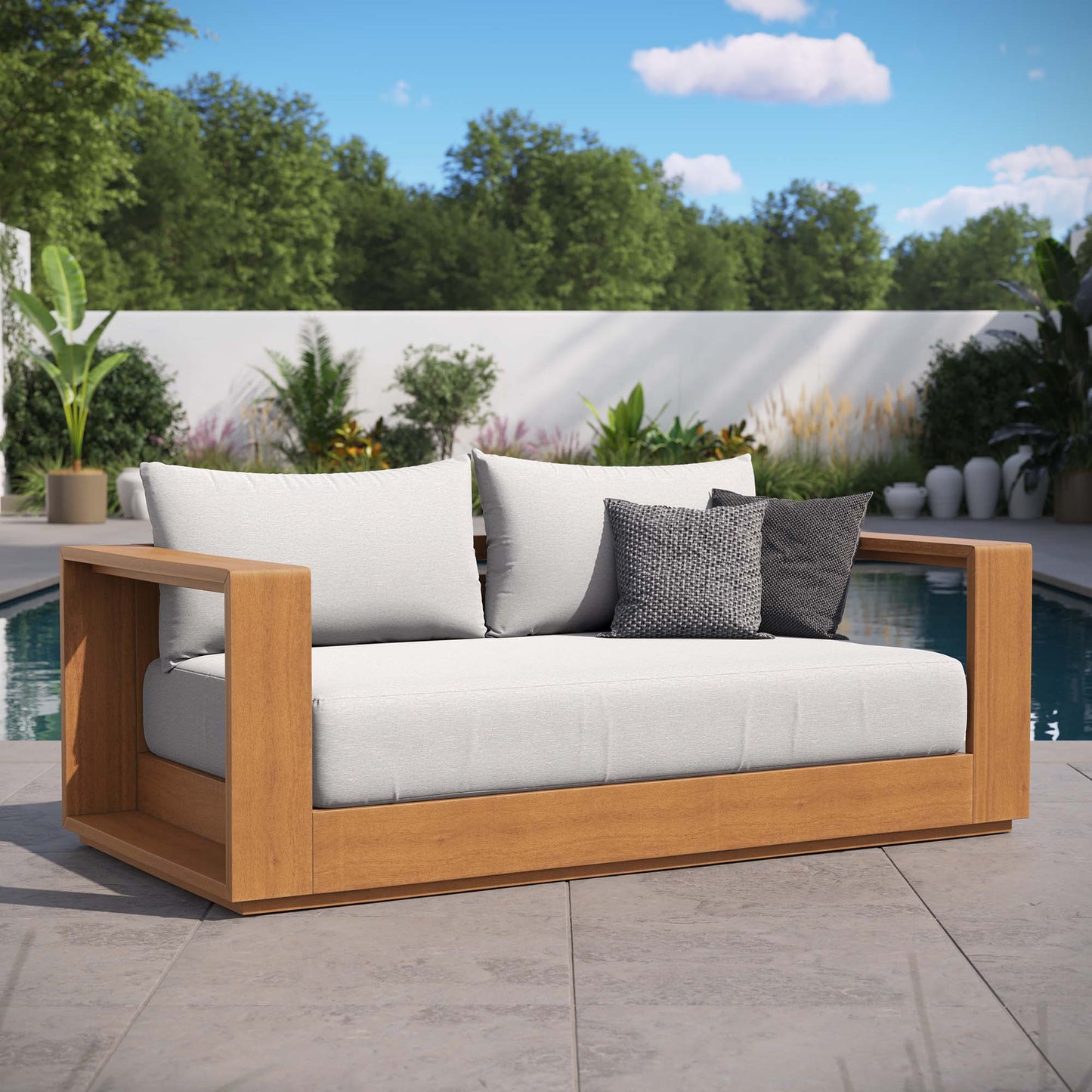 Tahoe Acacia Wood Outdoor Patio Acacia Wood Loveseat