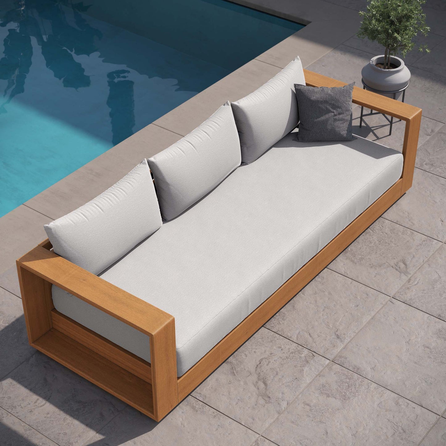 Tahoe Outdoor Patio Acacia Wood Sofa