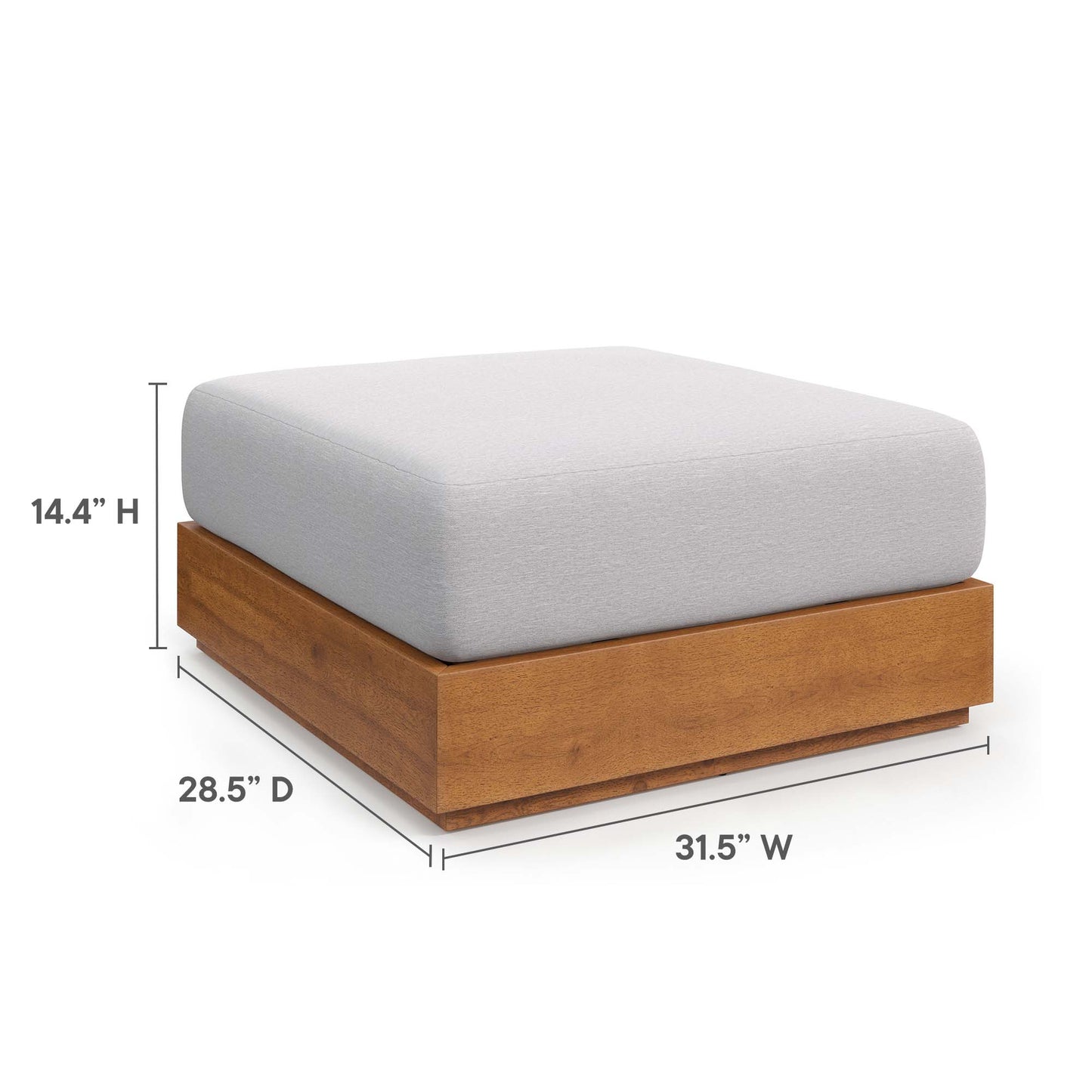 Tahoe Outdoor Patio Acacia Wood Ottoman