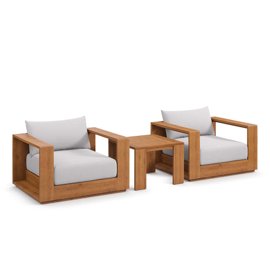 Tahoe 3-Piece Outdoor Patio Acacia Wood Furniture Set