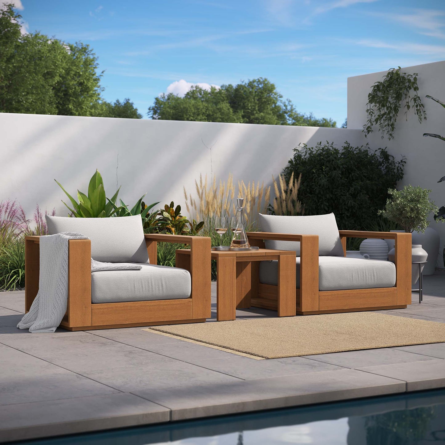 Tahoe 3-Piece Outdoor Patio Acacia Wood Furniture Set