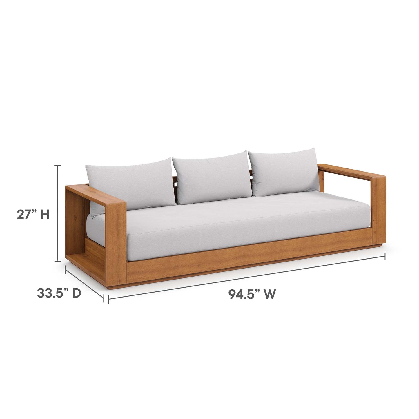 Tahoe 2-Piece Outdoor Patio Acacia Wood Sofa and Coffee Table Set